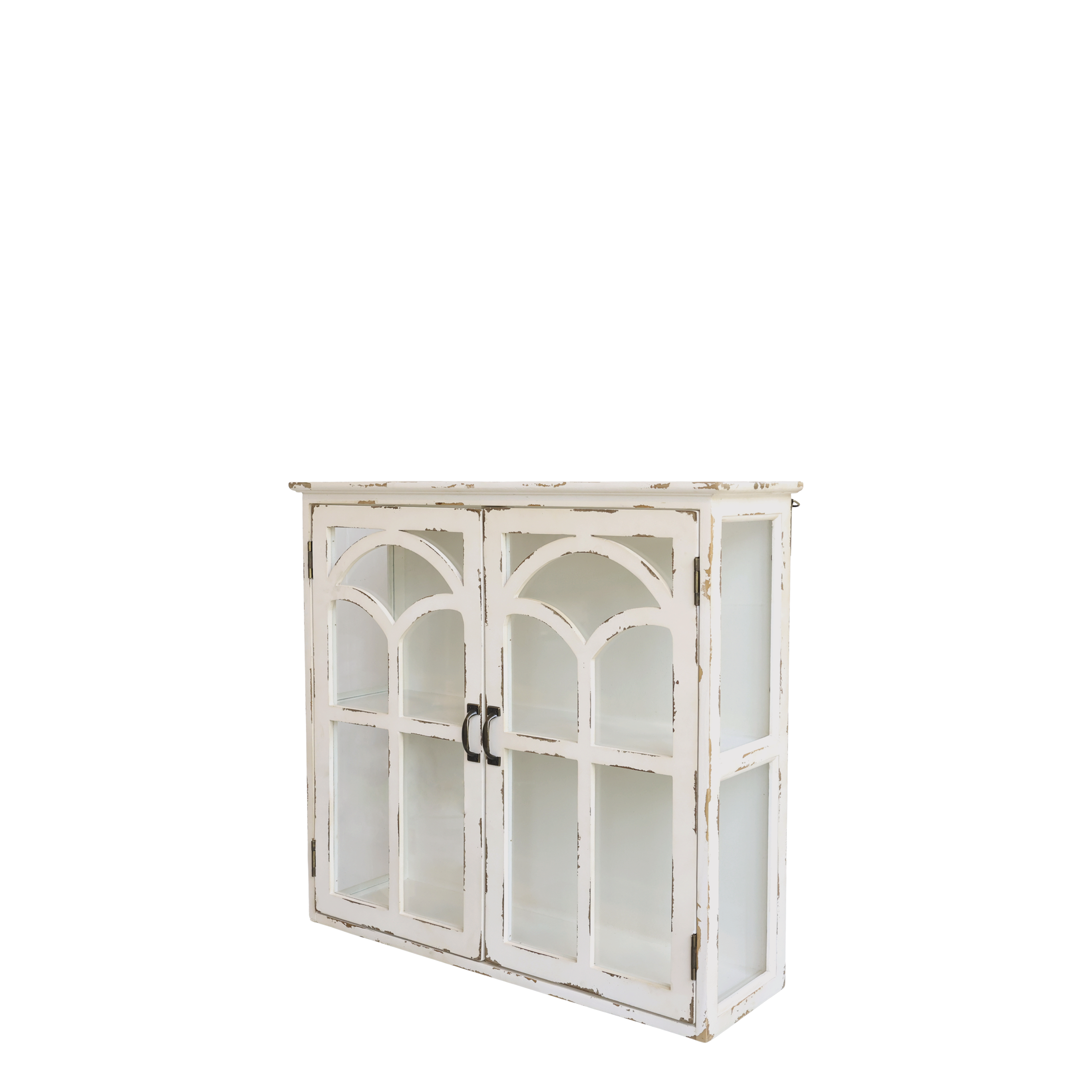Wandschrank mit 2 Türen aus Tannenholz, antique creme