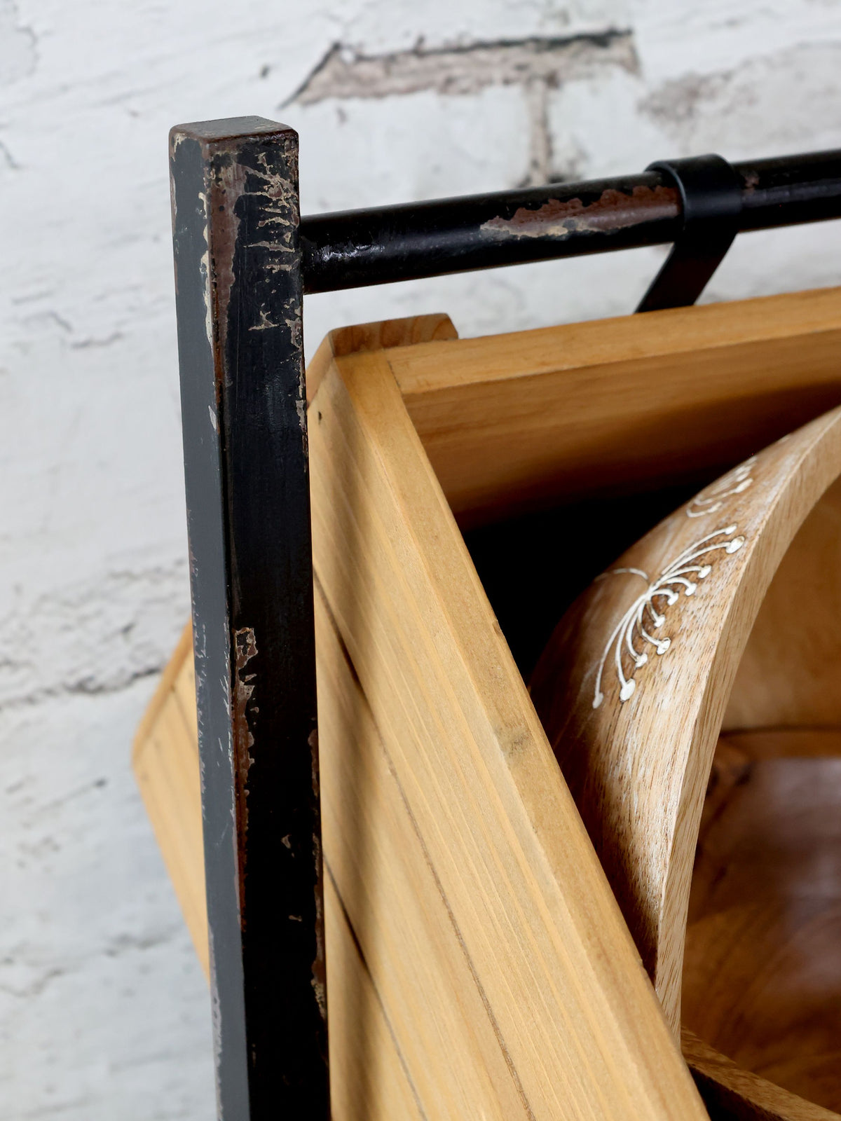 Regal mit 3 Holzkisten aus Tannenholz, 104 cm hoch