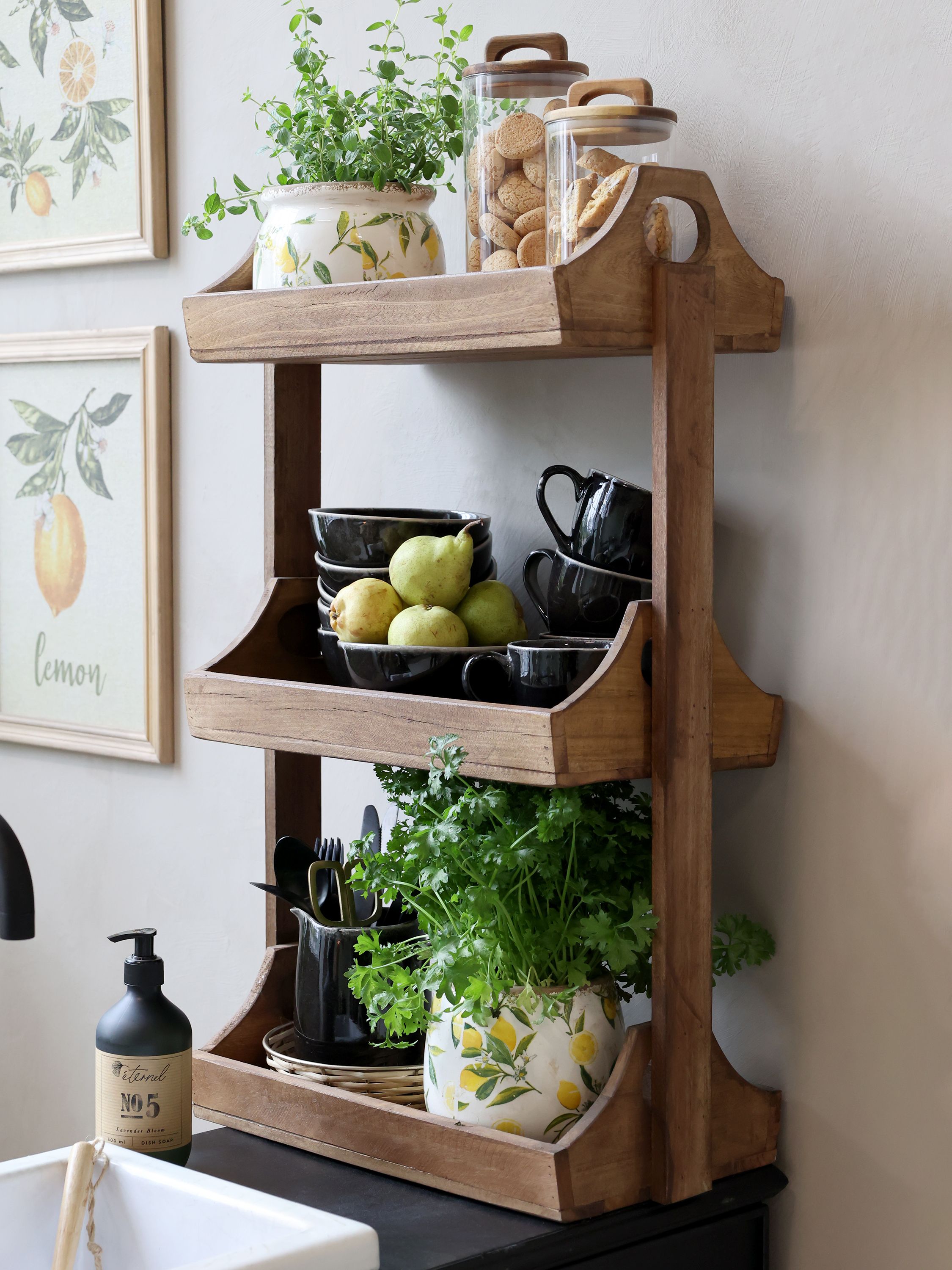 Grimaud Regal mit 3 Ablagen aus Recyclingholz, 77 cm hoch