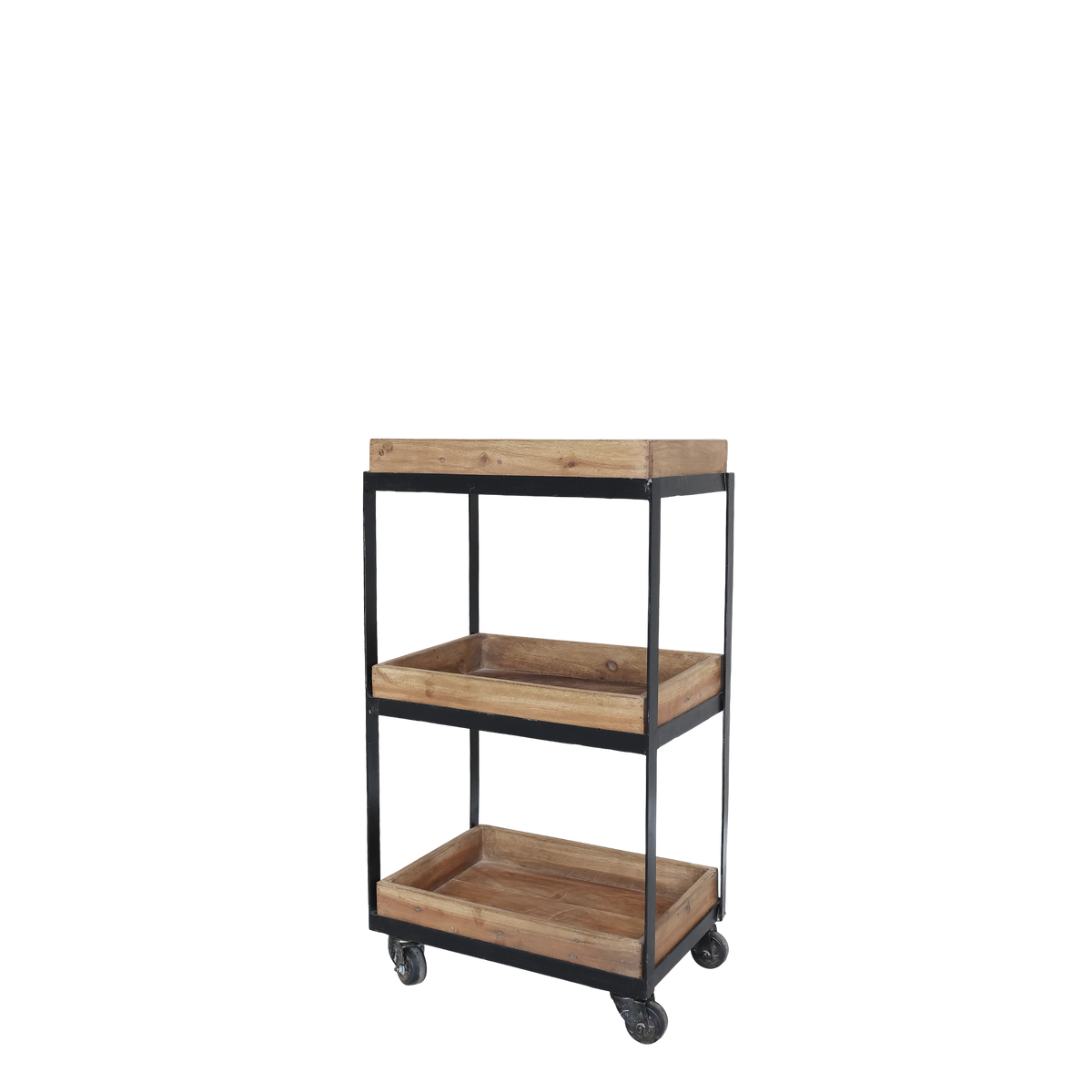 Regal auf Rollen aus Recyclingholz, 72 cm hoch