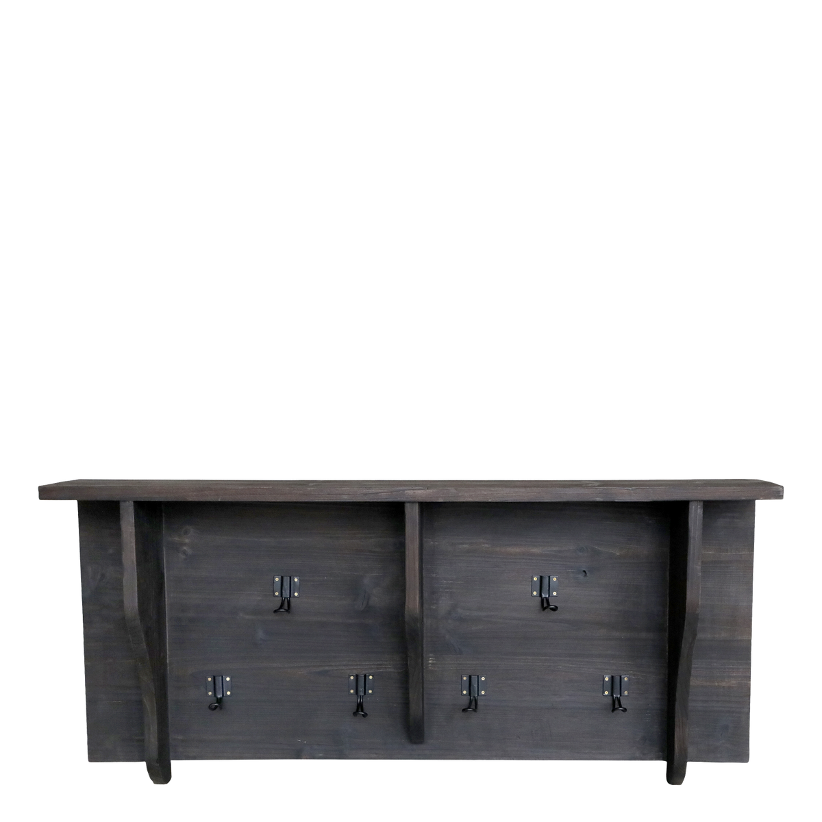 Regalbrett mit 6 Haken aus Tannenholz, dunkel natur, 99 cm