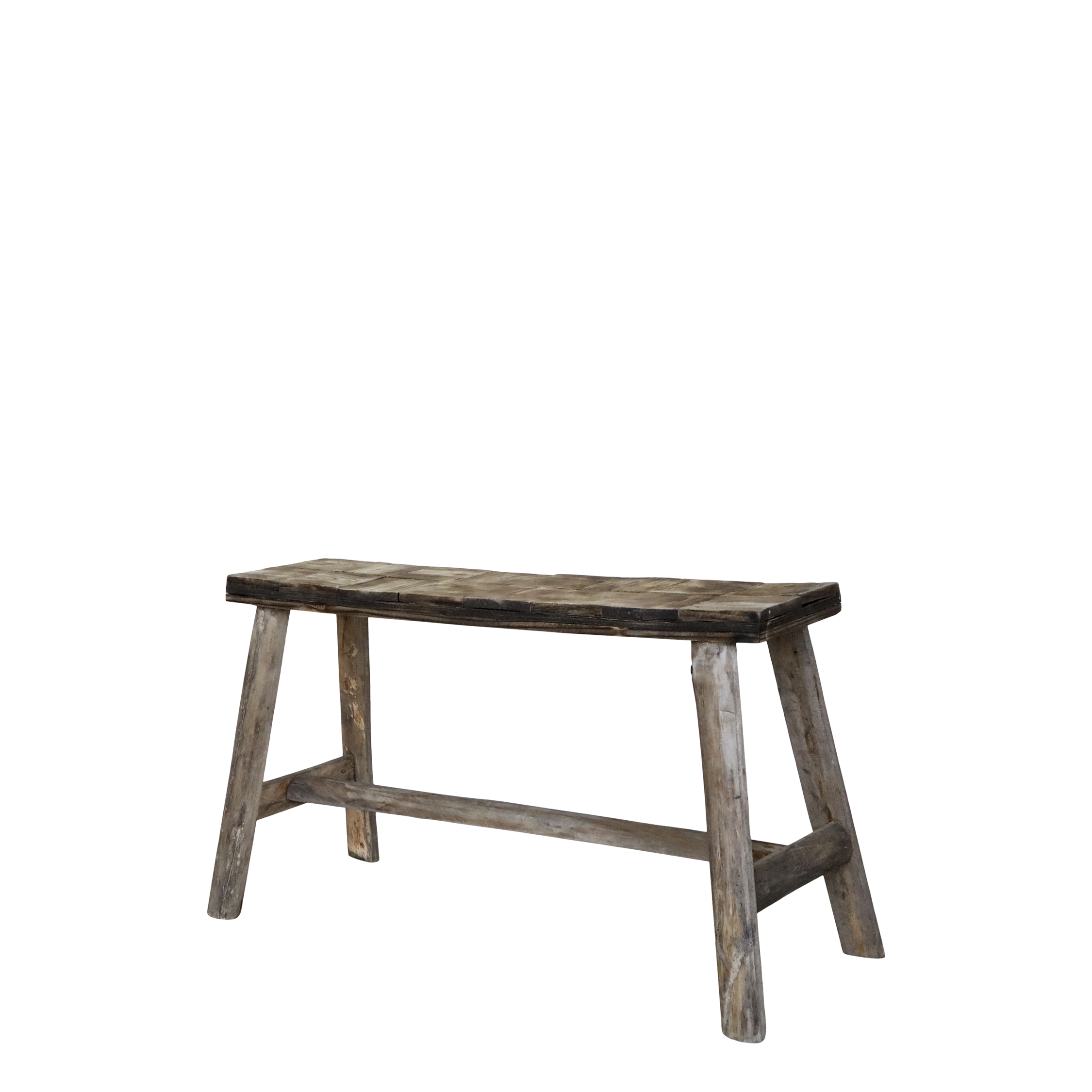 Bank mit Muster auf Sitz aus Tanoak-Holz, 80 cm lang