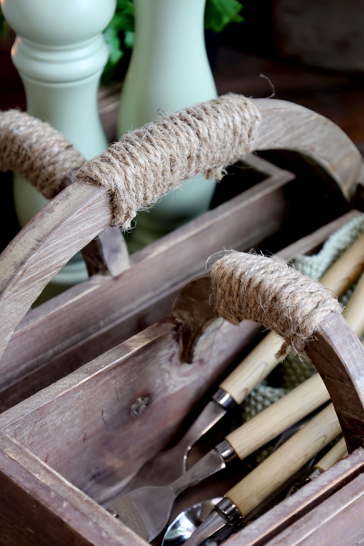Aufbewahrungskasten mit Handgriff und 2 Kisten, Kiefernholz