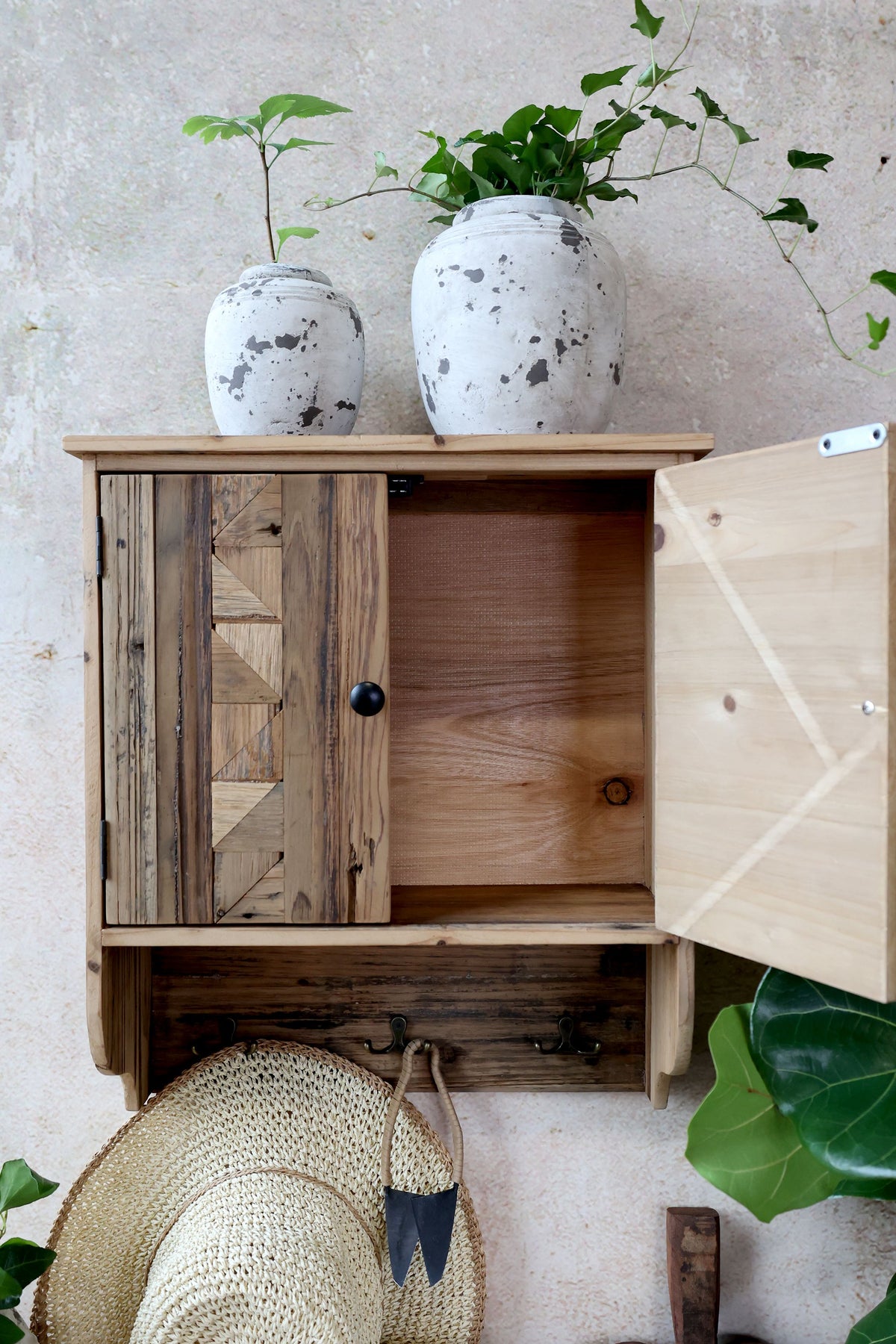 Schrank für Schräge aus Tannenholz, 48 cm hoch, natur