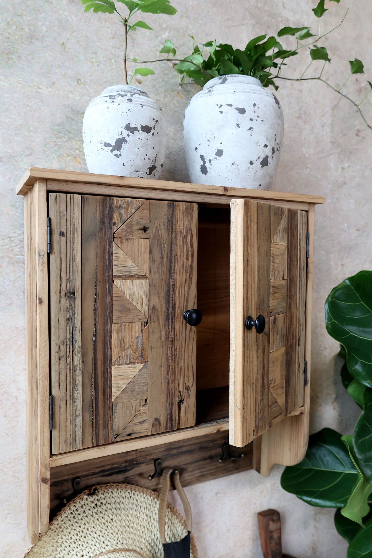 Schrank für Schräge aus Tannenholz, 48 cm hoch, natur