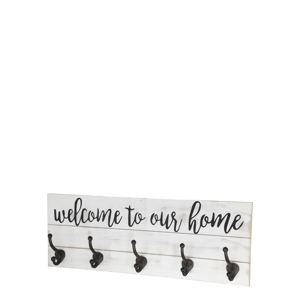 Kleiderhakenbrett mit Text und 5 Haken, antique creme