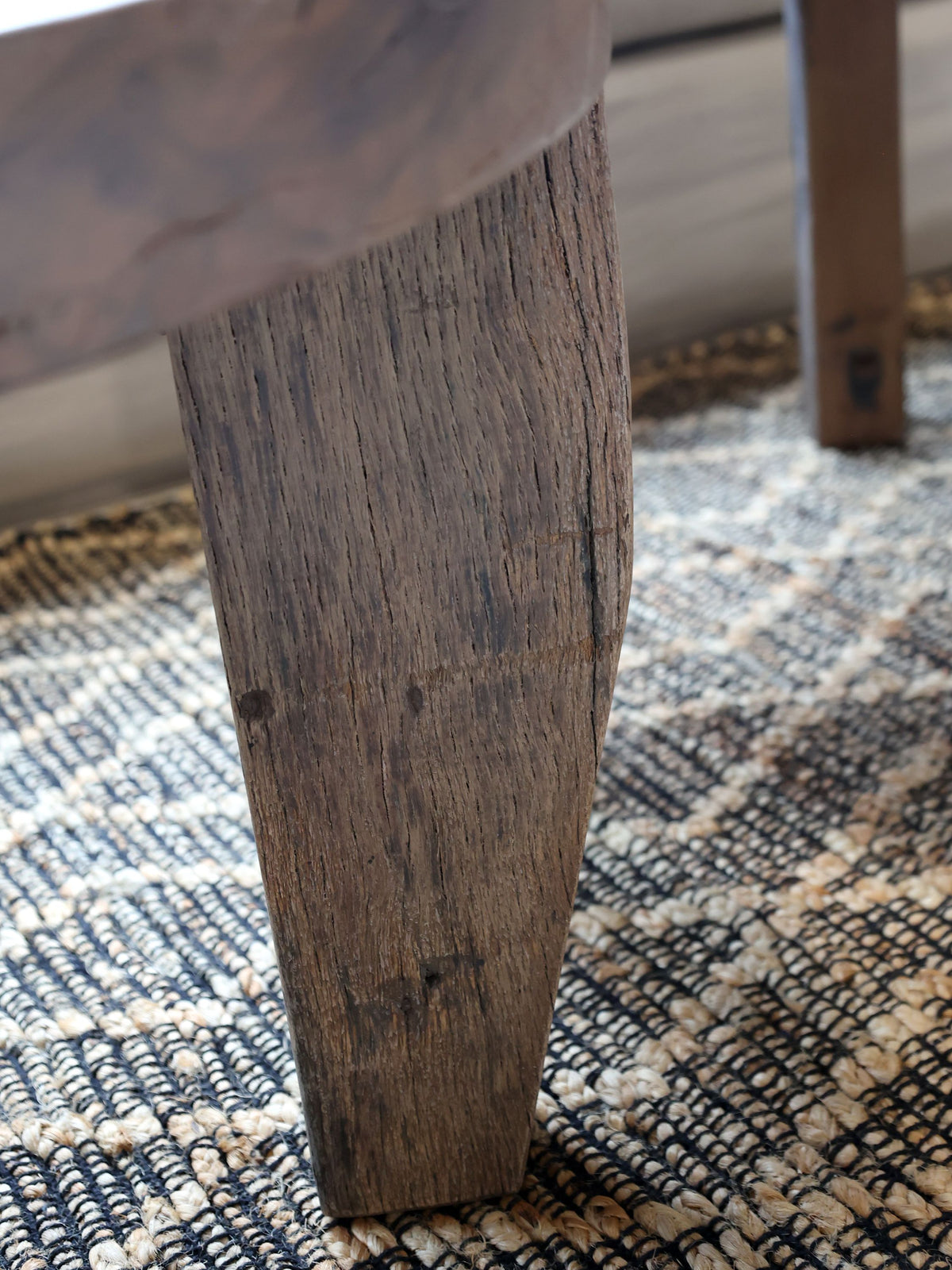 Sofatisch aus Recyclingholz rund, 48 cm hoch