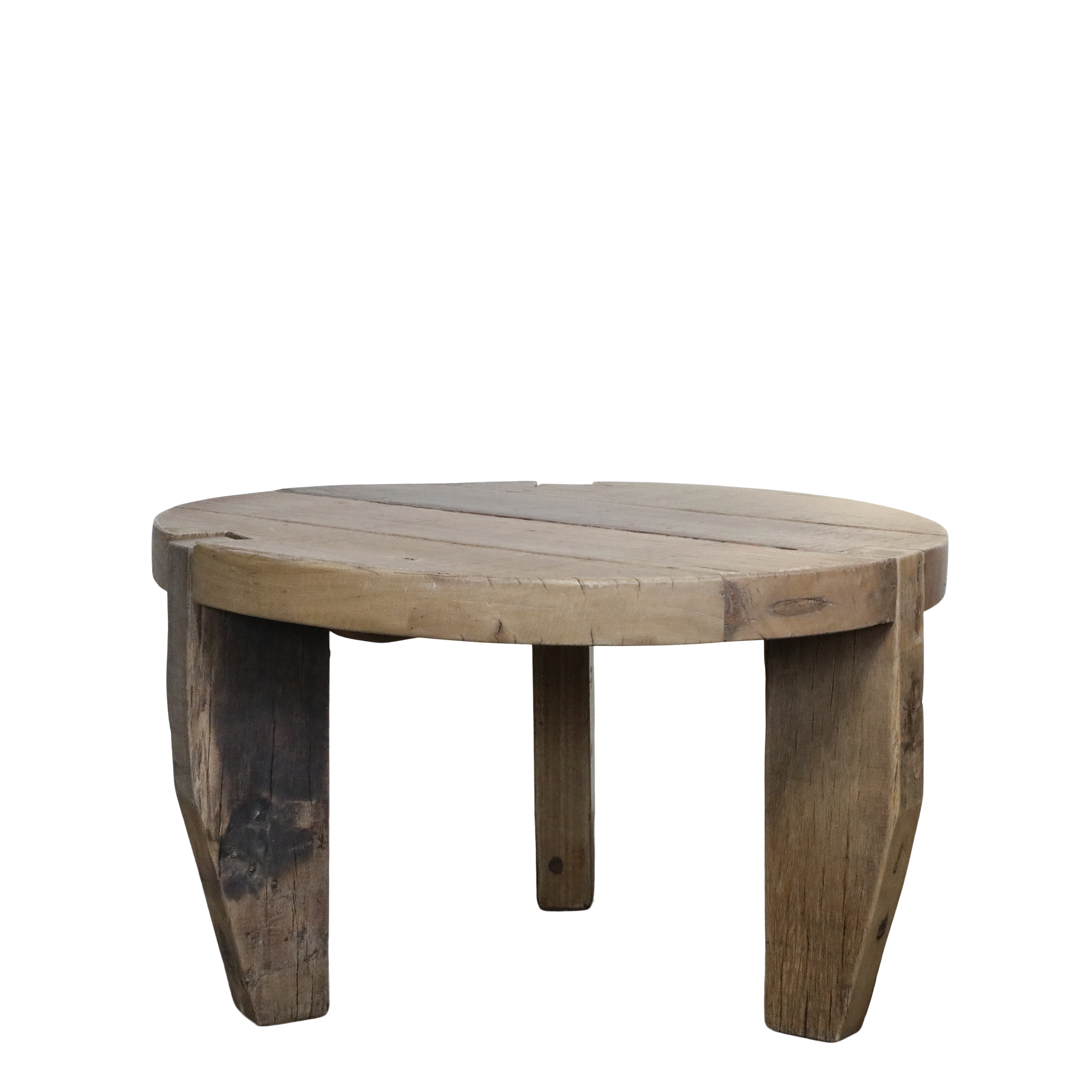 Sofatisch Grimaud rund aus Recyclingholz, natur, 48 cm hoch