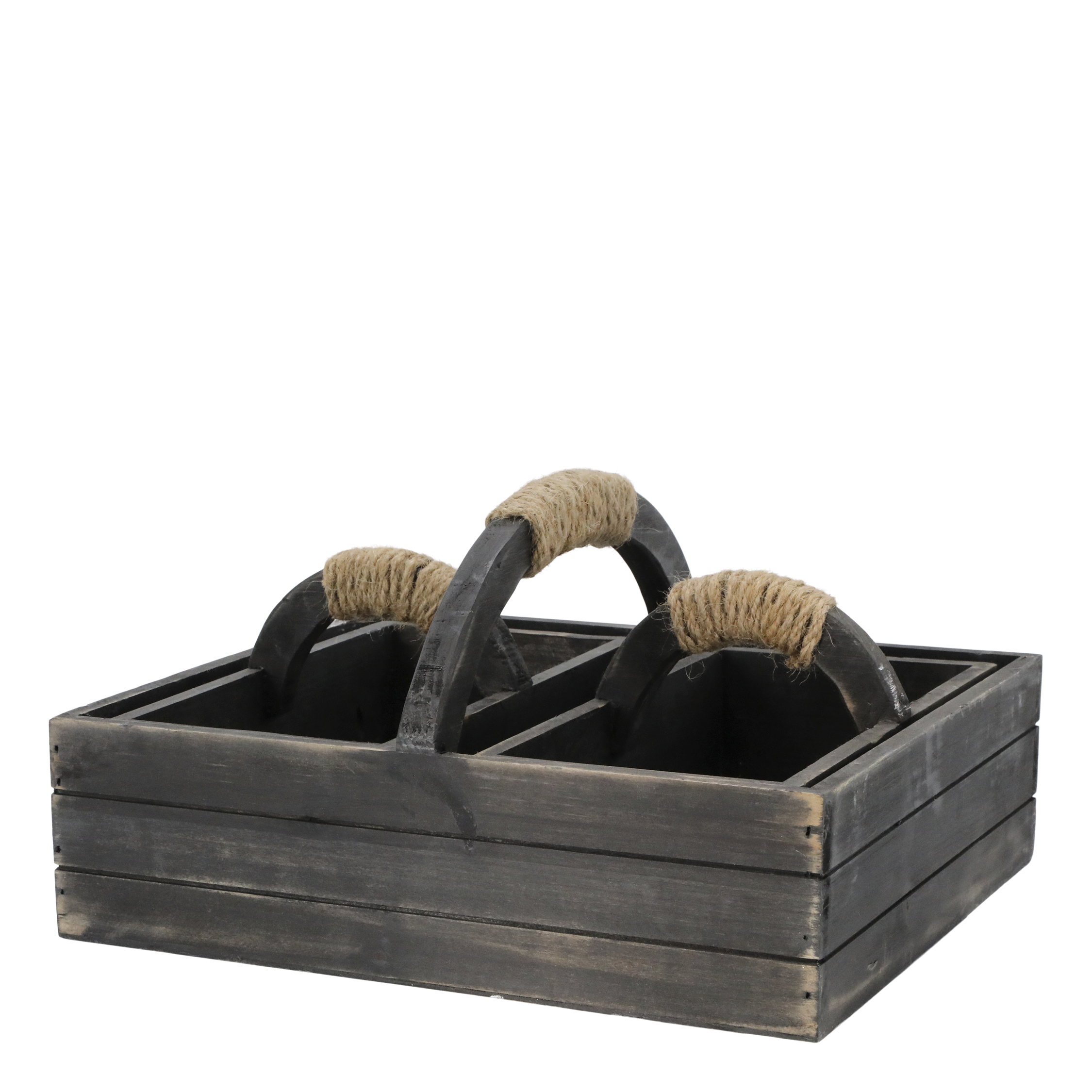 Box w. handle & 2 boxes H17/L30/W26 cm antique coal