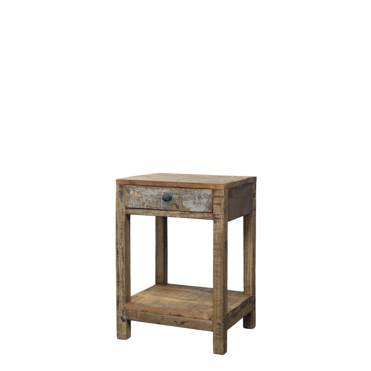 Beistelltisch mit Schublade aus Recyclingholz, 52 cm hoch