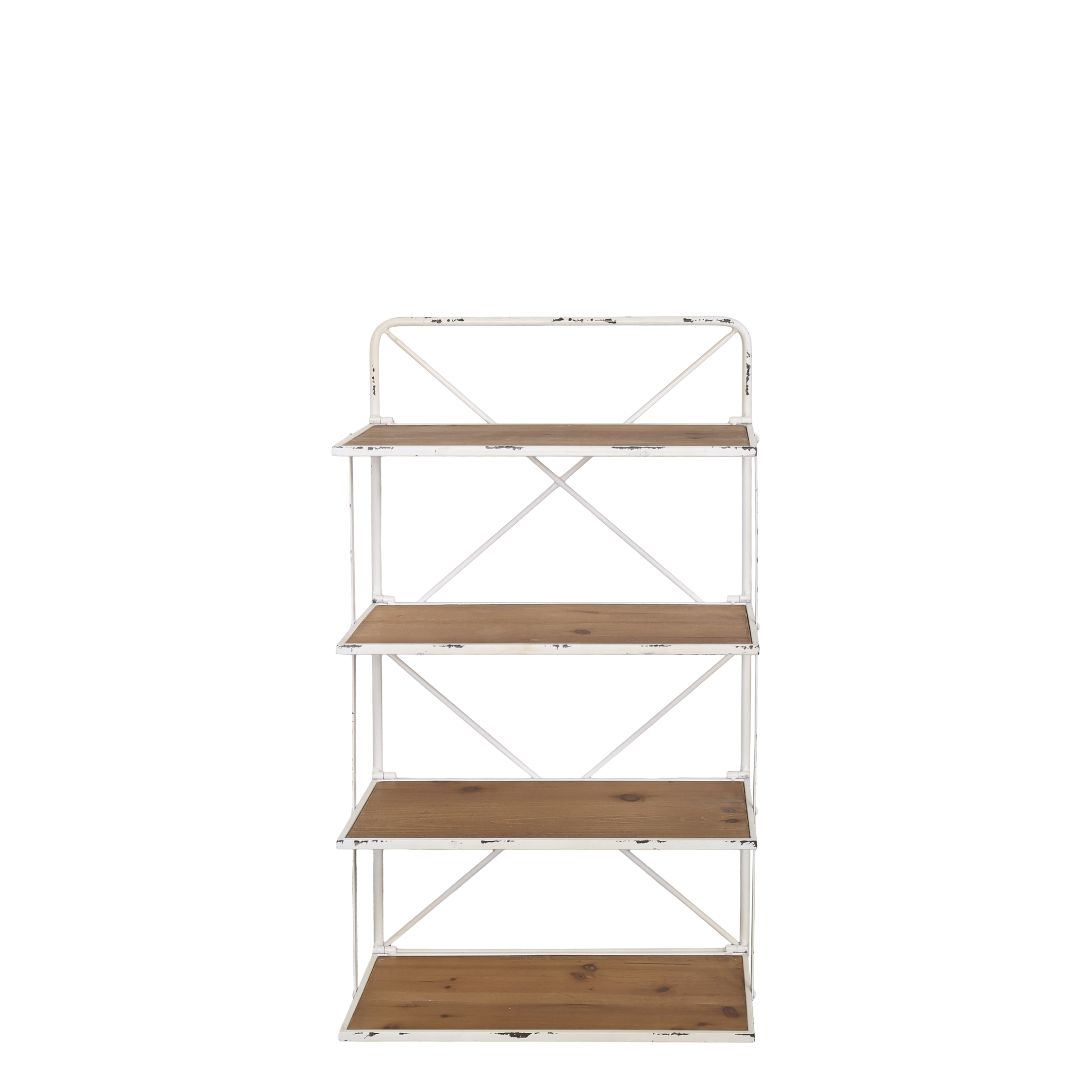 Regal mit 4 Ablagen aus Eisen und Tannenholz, 73 cm hoch