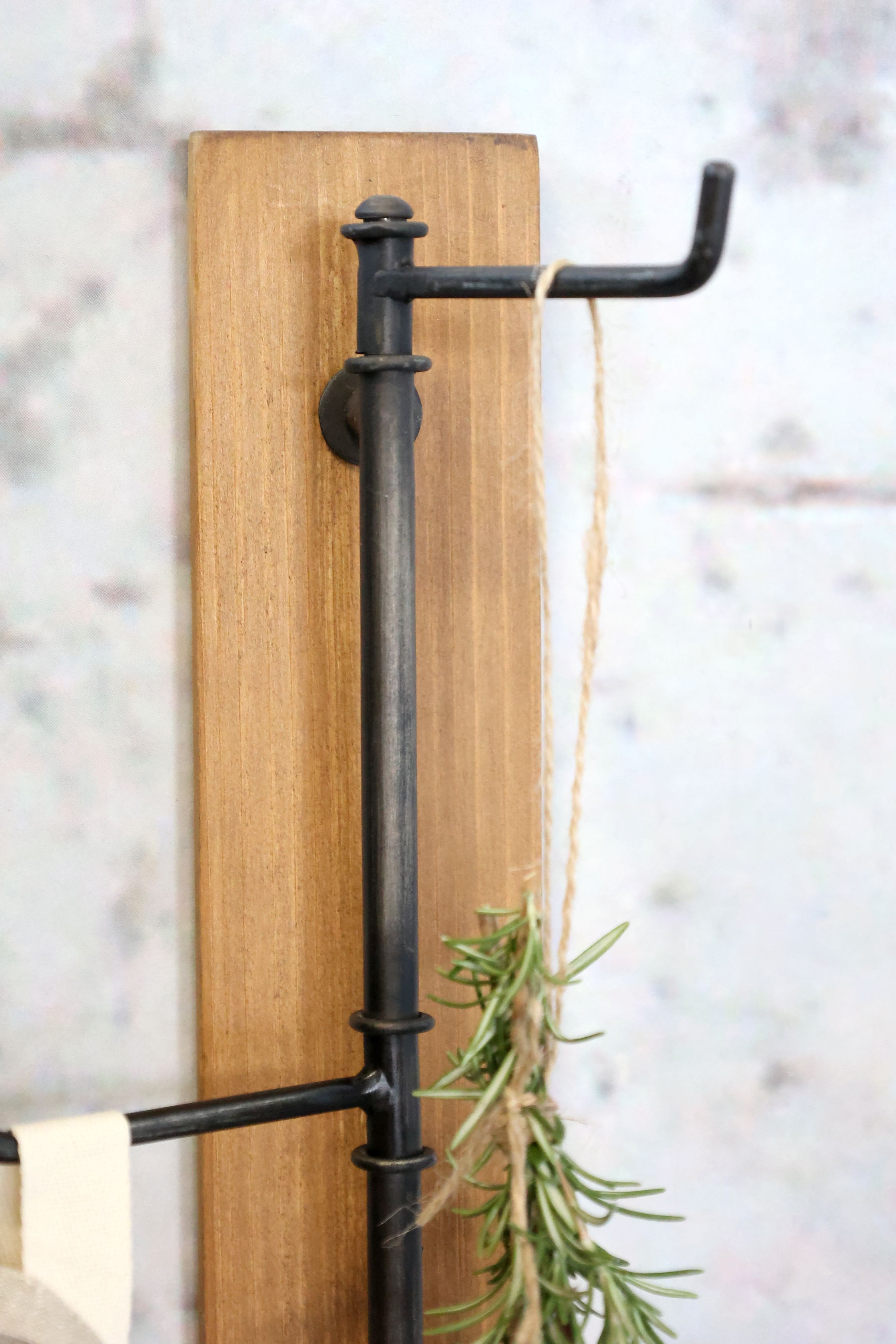 Garderobenleiste mit 4 Haken, Tannenholz, 50 cm hoch