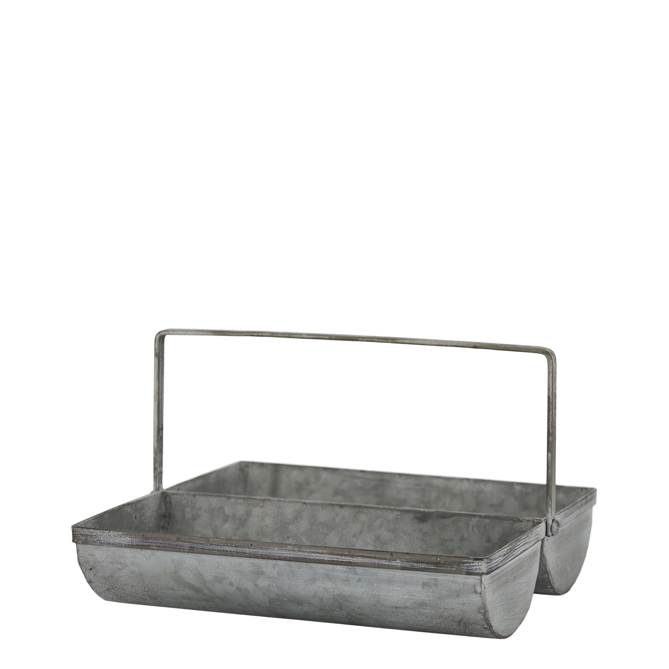 Kasten mit 2 Fächern aus Zink, antik – 28,5 cm lang