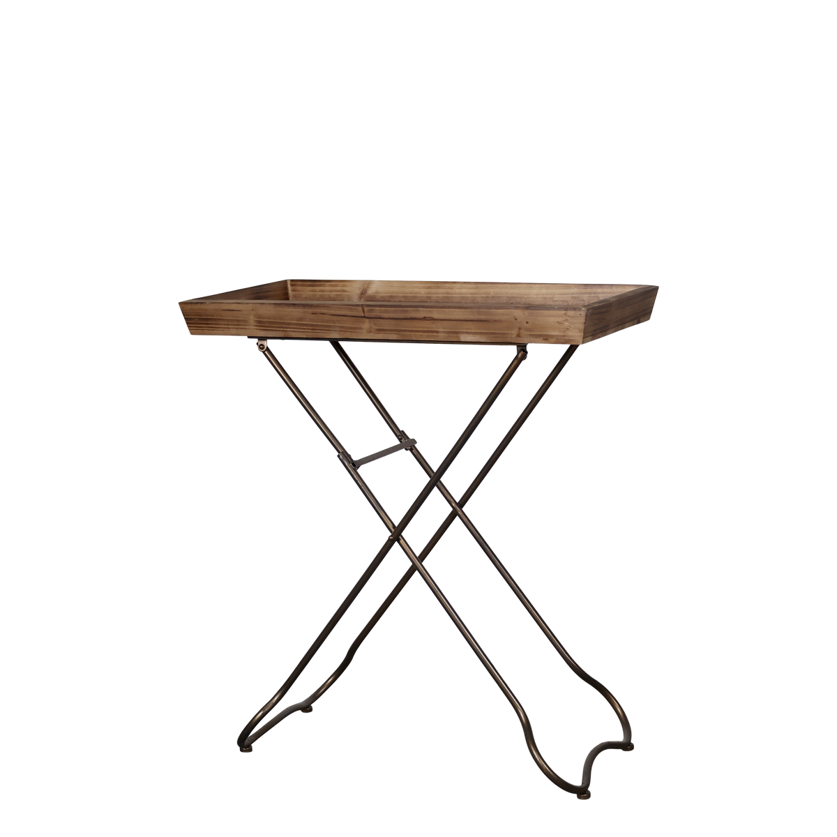 Serviertisch aus Eisen und Recyclingholz, 80 cm hoch