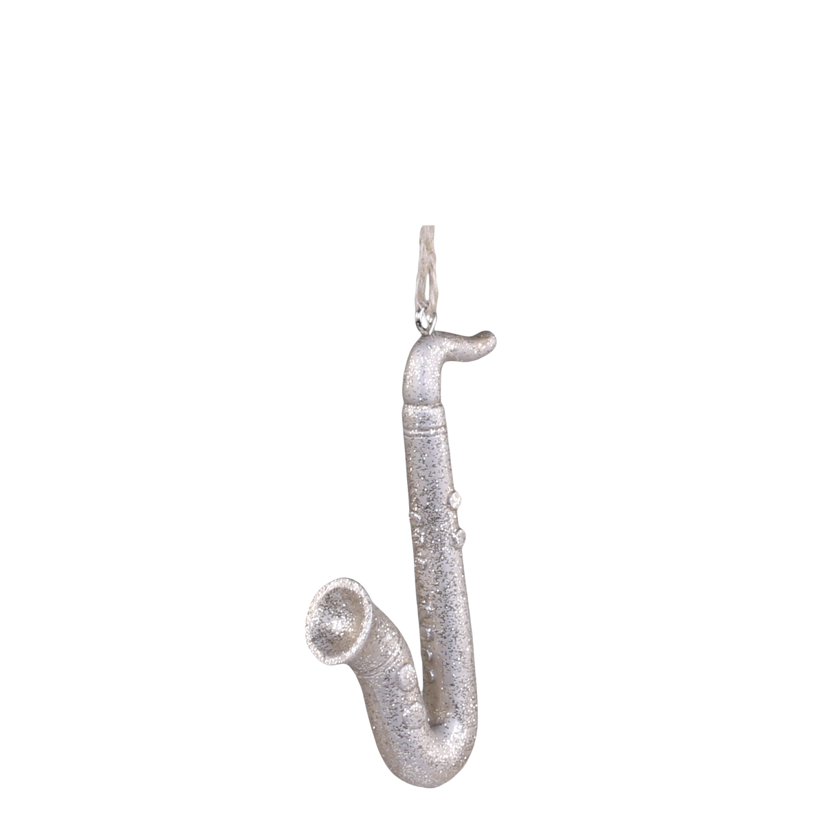 Saxophon-Deko aus Polyresin mit Glitzer, champagner