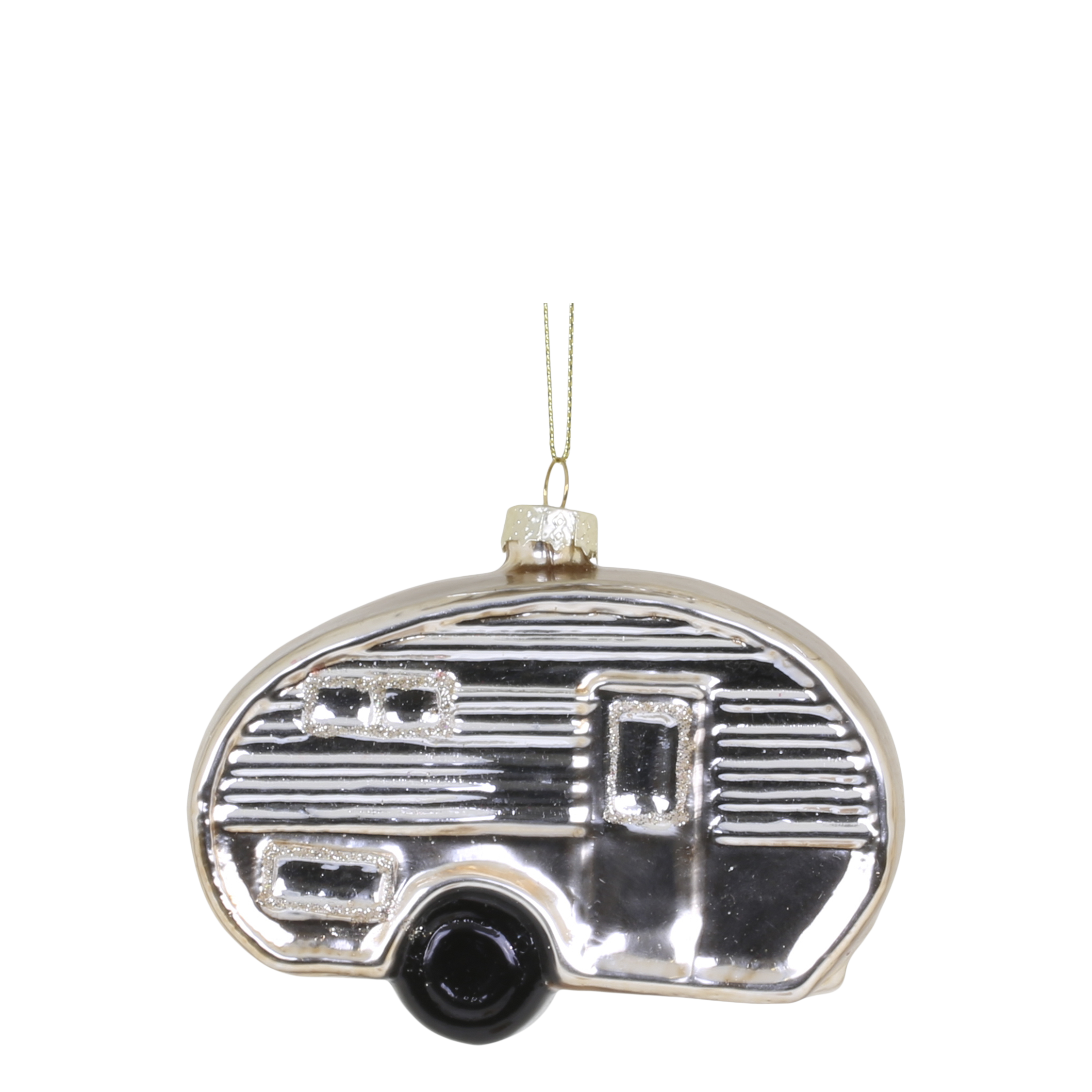 Campingwagen-Deko aus Glas und Eisen, antique champagne