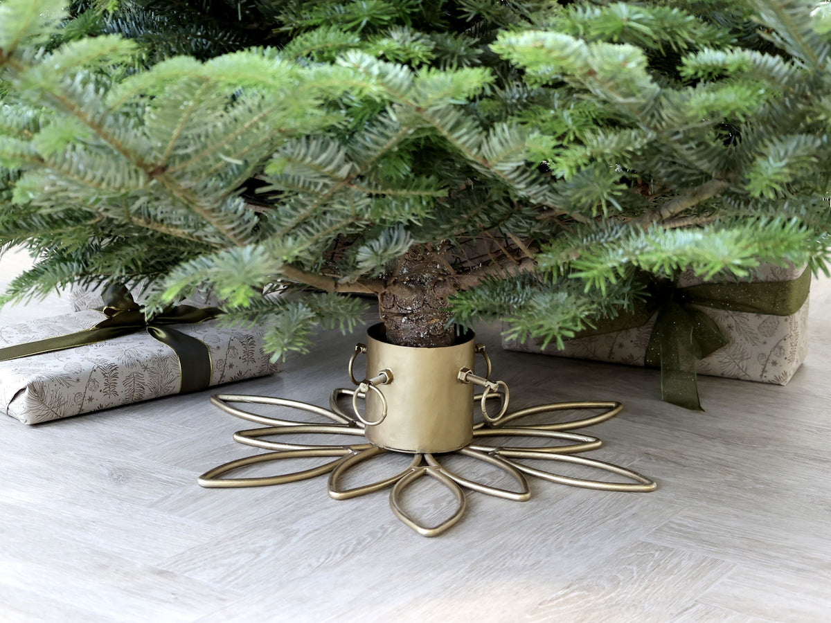 Weihnachtsbaumständer, Eisen, antik messing, 50 cm