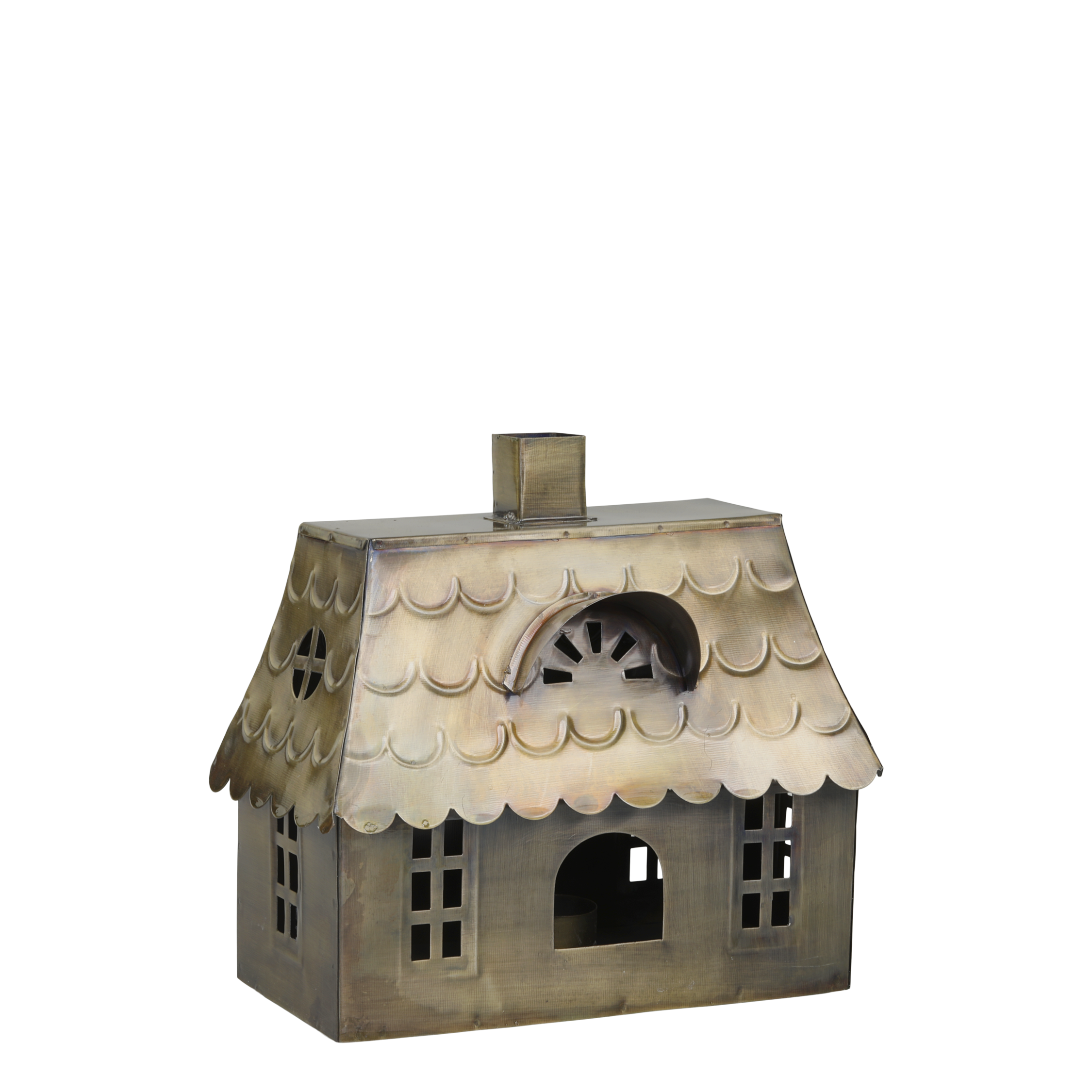 Candle House H22/L23/W14 cm antique brass