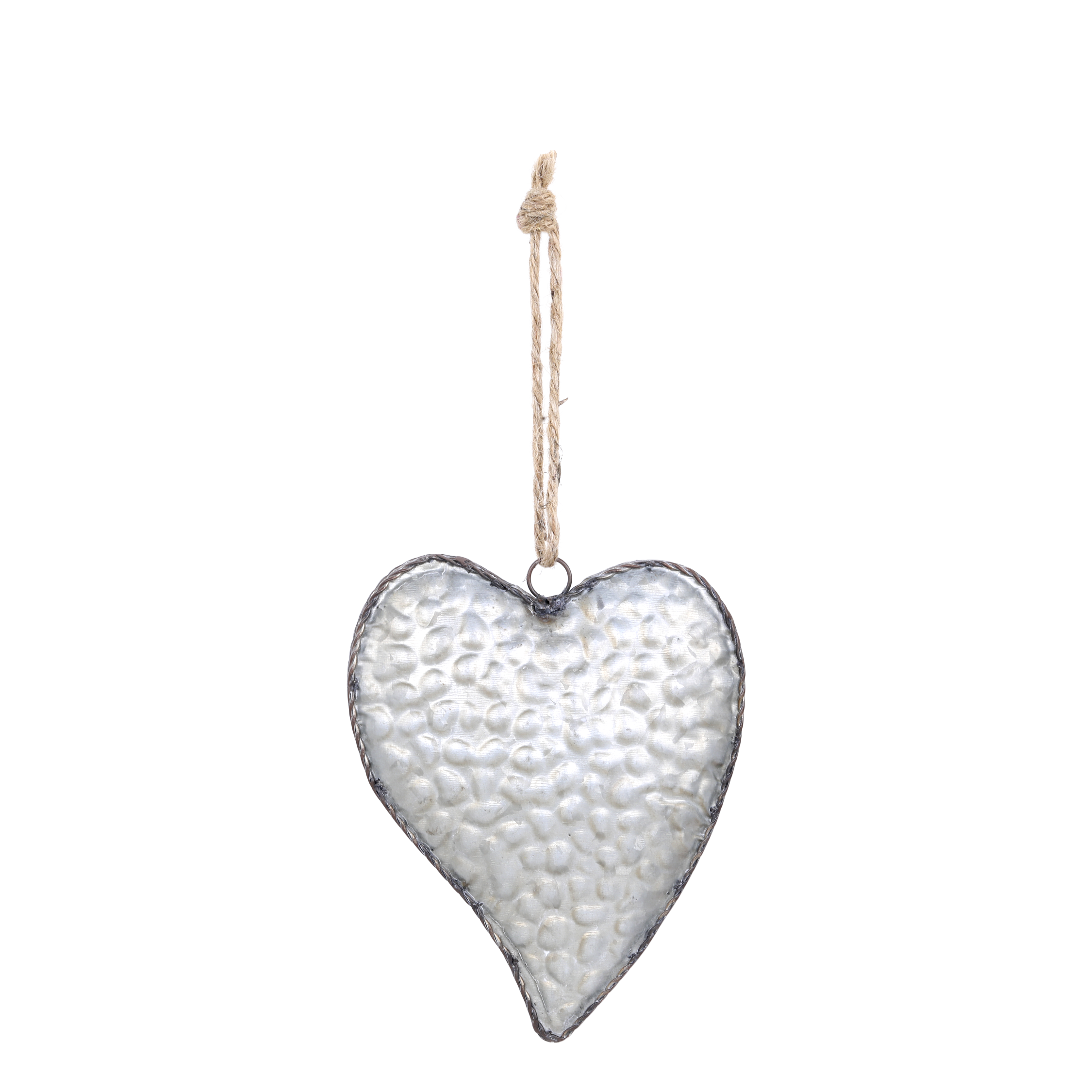 Herz zum Aufhängen aus Zink mit Juteschnur, 15 cm hoch