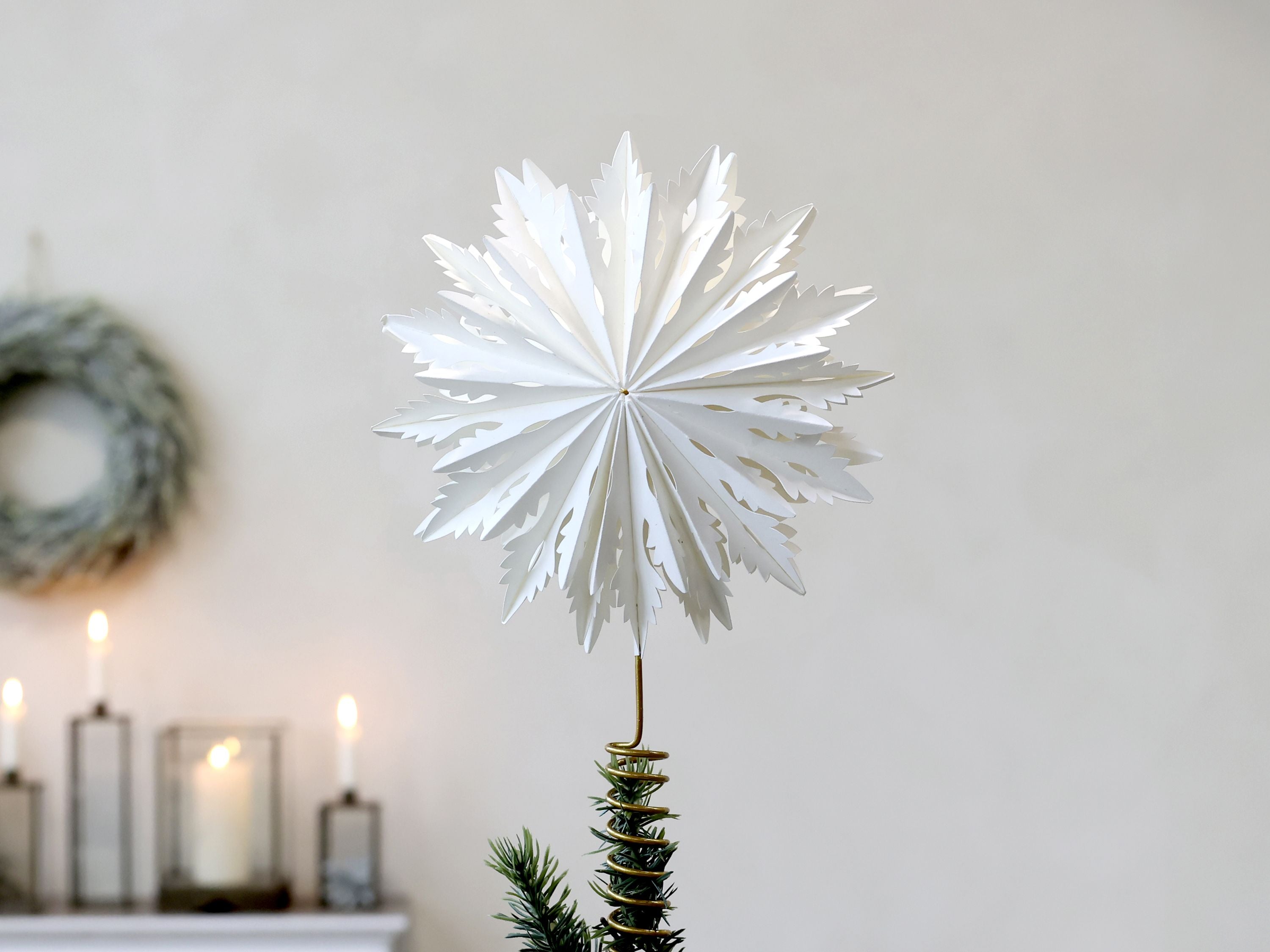 Baumspitze aus Papier, creme, 20 cm Durchmesser