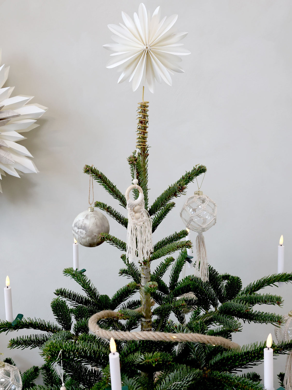 Papier Weihnachtsbaum Baumspitze, 30 cm, creme