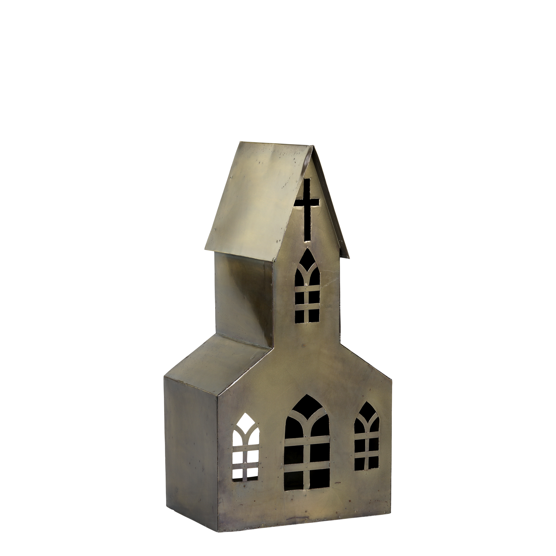 Candle House H35/L18/W12 cm antique brass