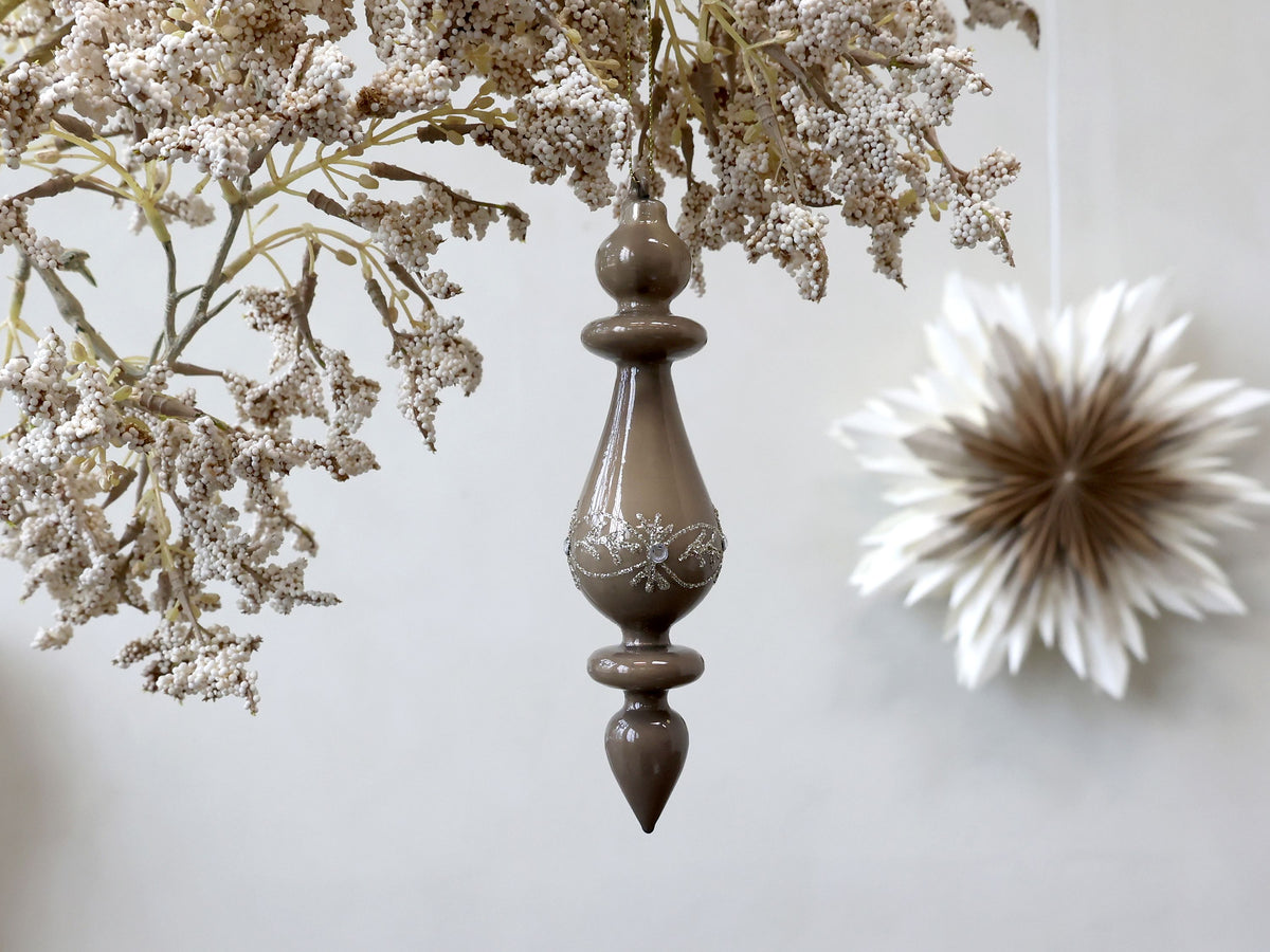 Ornament aus Glas mit Glitzer, 17 cm hoch, latte