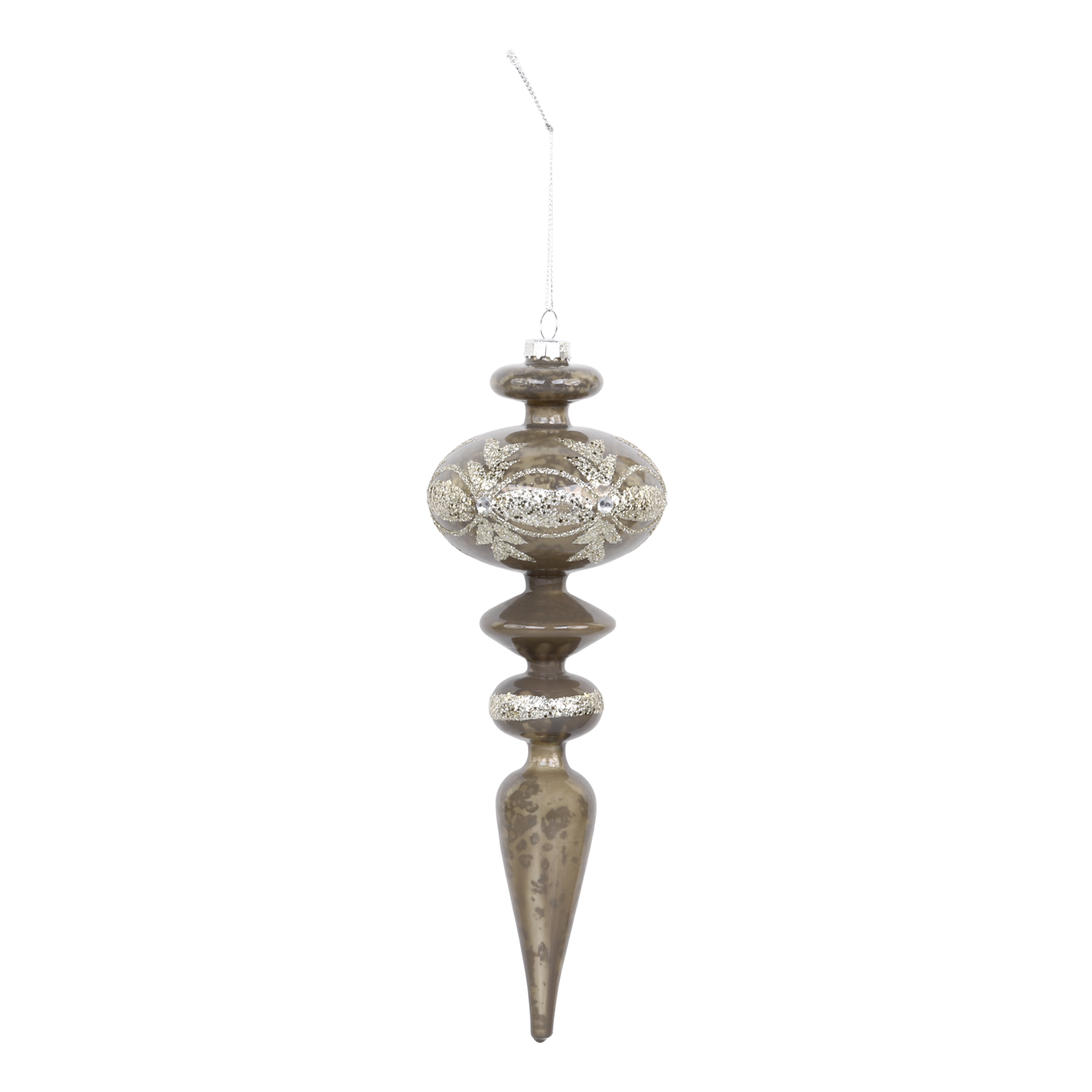 Ornament aus Glas mit Glitzer, latte, 16 cm hoch