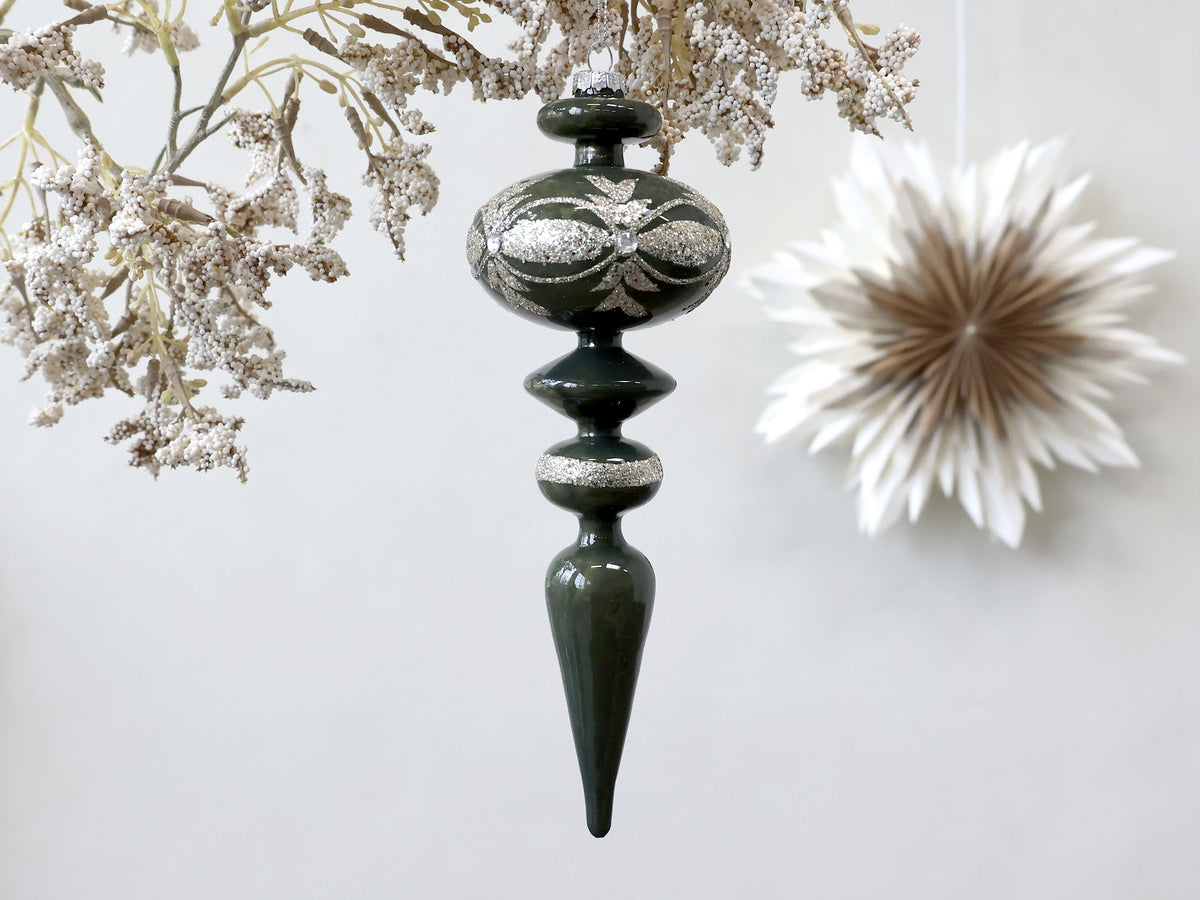 Glas-Ornament mit Glitzer, 16 cm hoch