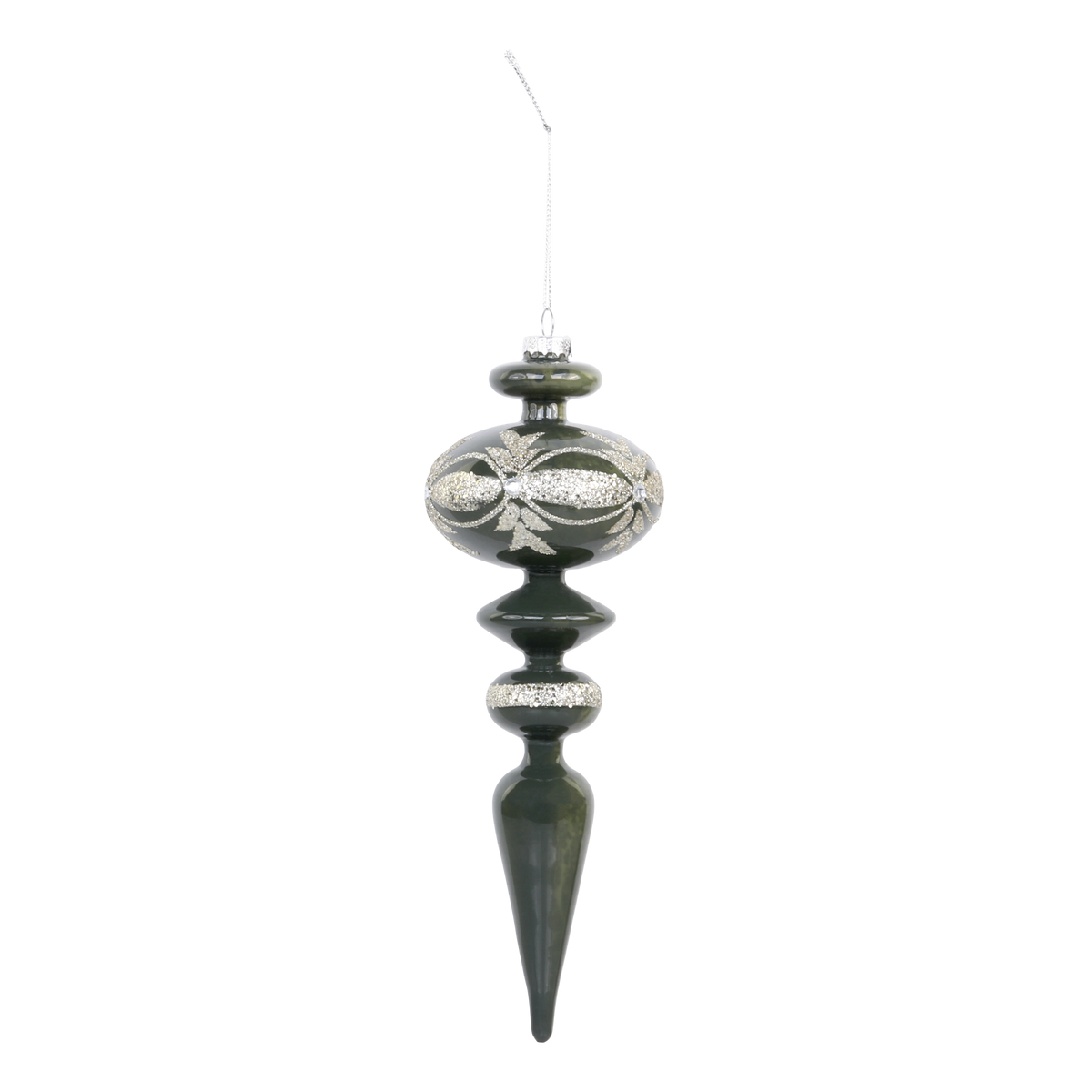 Glas-Ornament mit Glitzer, 16 cm hoch
