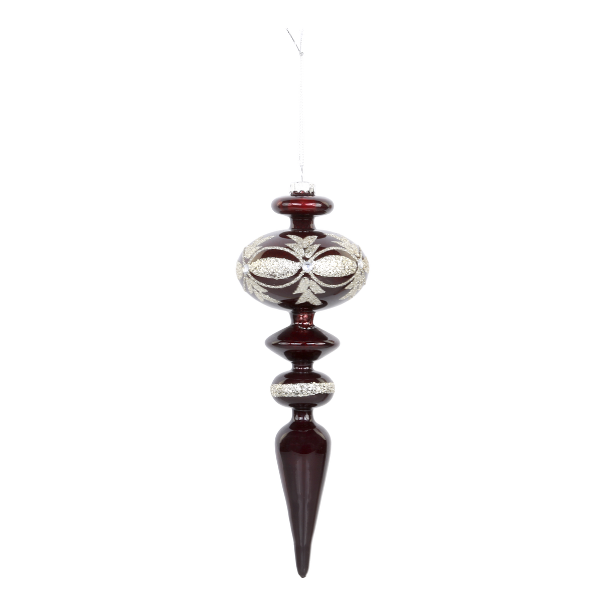Glas-Ornament mit Glitzer, 16 cm hoch, Kirschrot