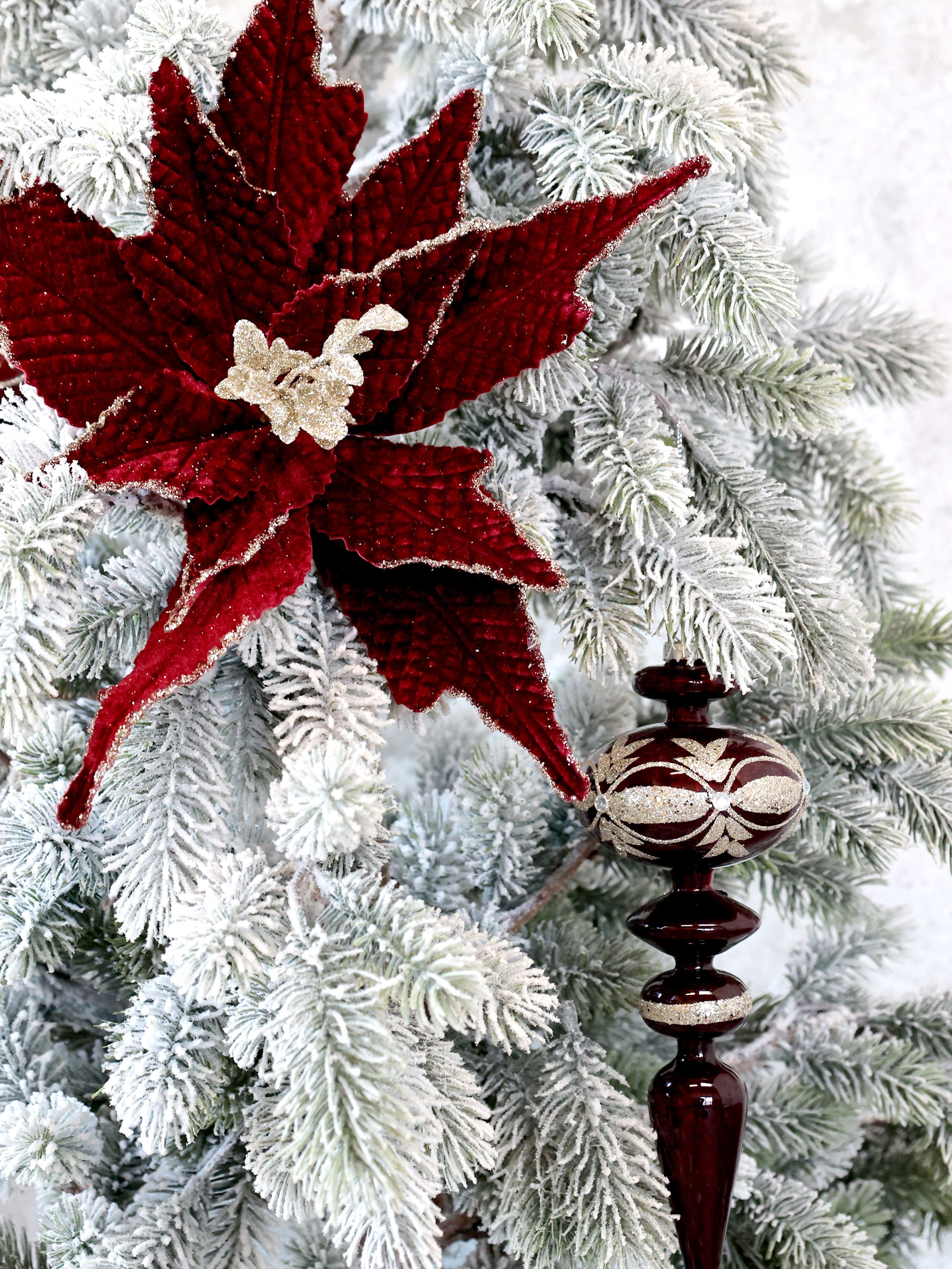 Glas-Ornament mit Glitzer, 16 cm hoch, Kirschrot