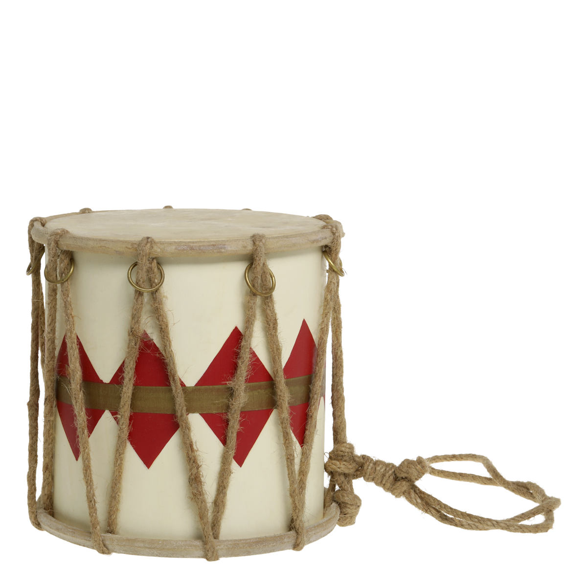 Vintage Trommel mit Leder, handgemacht, 16 cm hoch