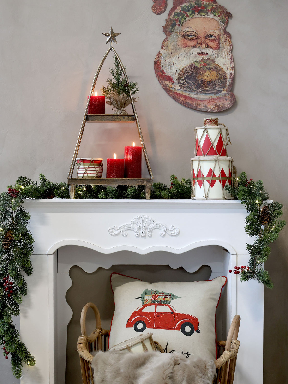Vintage Weihnachtsmann aus Eisen zum Aufhängen