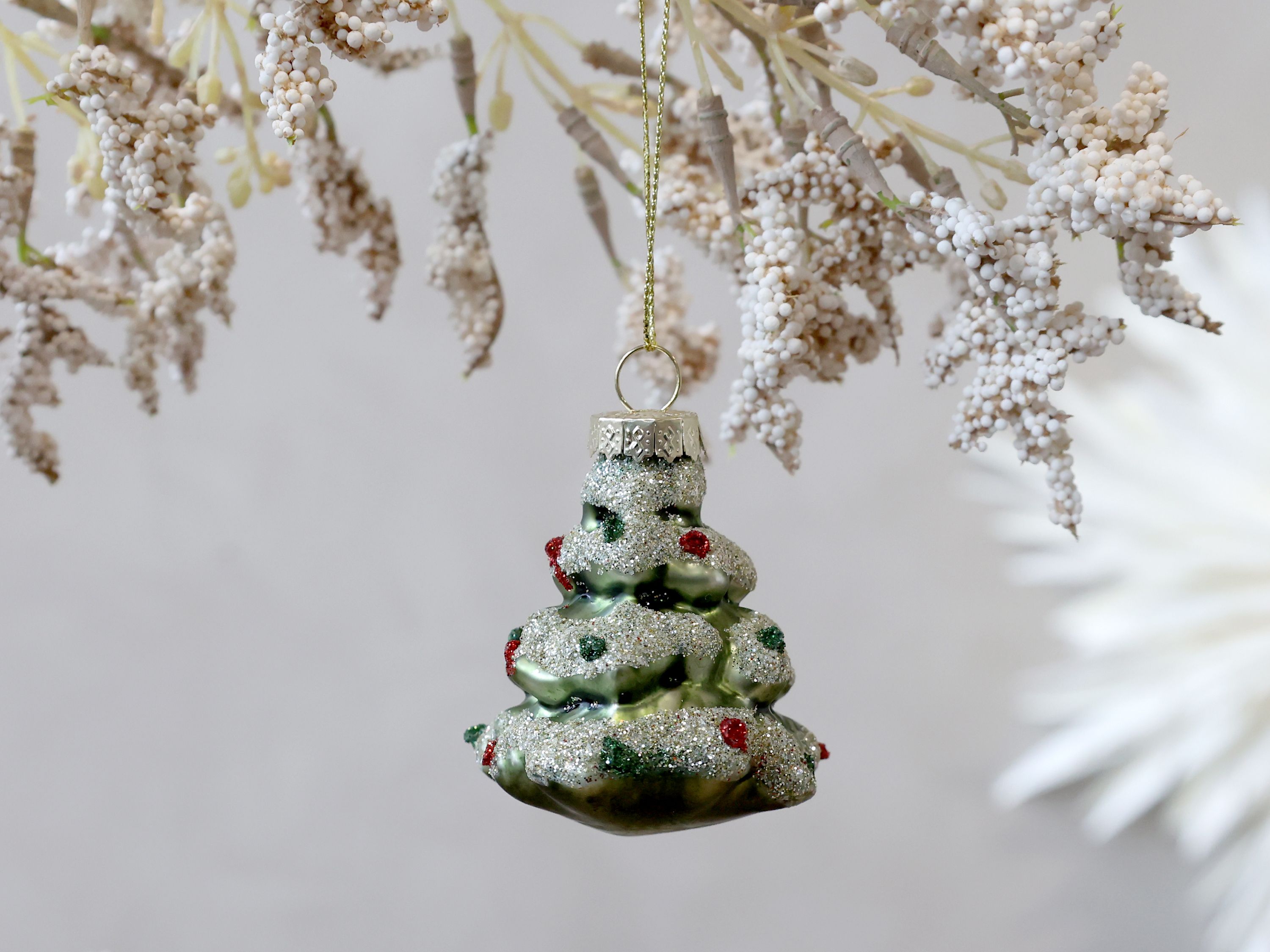 Weihnachtsbaum zum Aufhängen aus Glas, grün, 6,5 cm