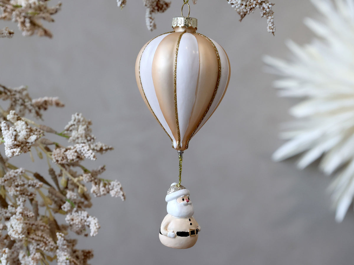 Weihnachtsmann-Luftballon aus Glas und Polyresin, champagner