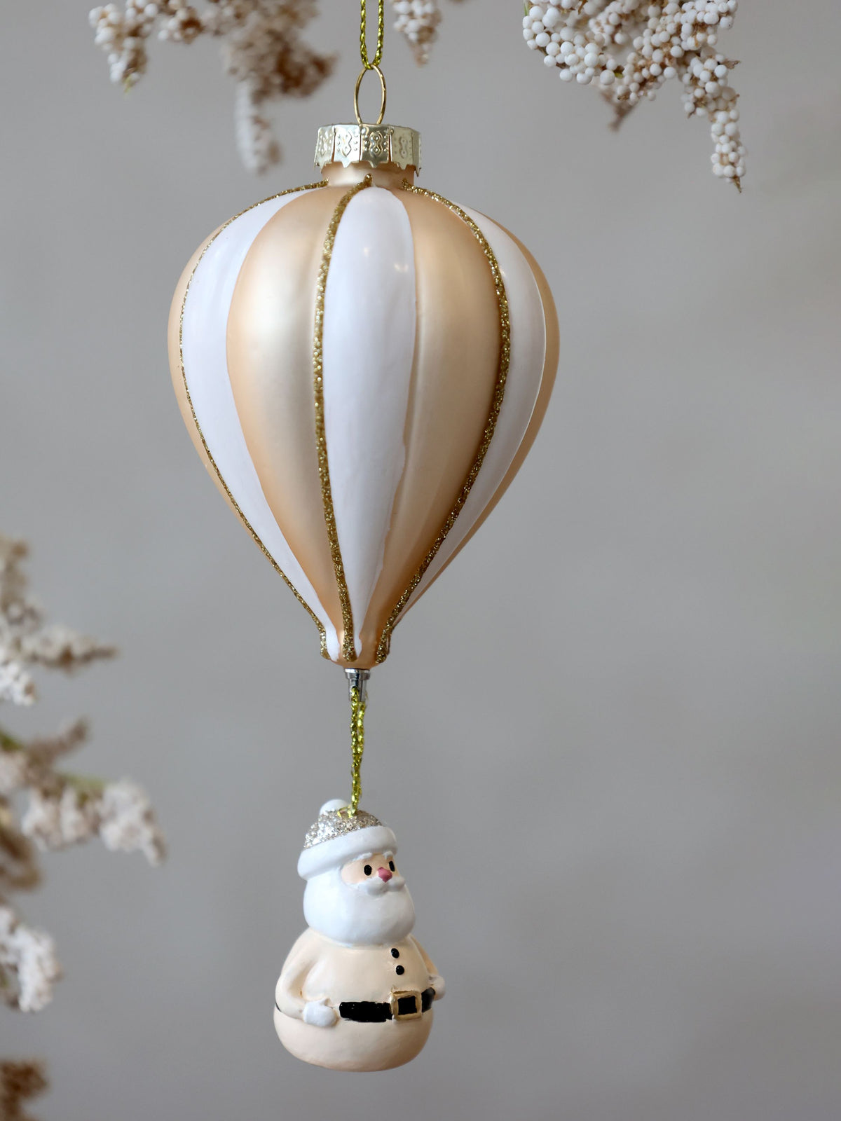 Weihnachtsmann-Luftballon aus Glas und Polyresin, champagner