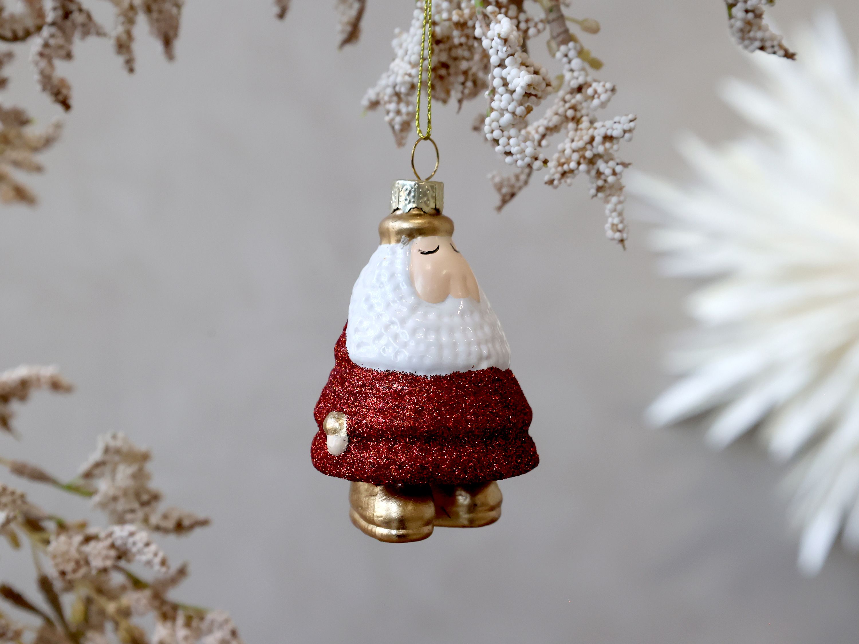 Weihnachtsmann aus Glas zum Aufhängen, 8 cm hoch