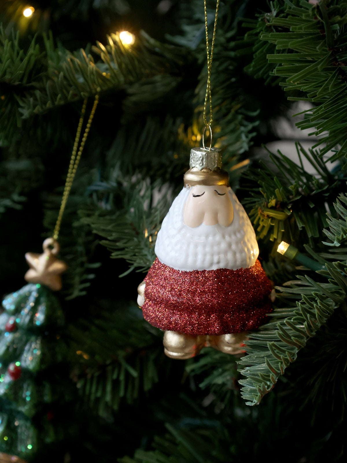 Weihnachtsmann aus Glas zum Aufhängen, 8 cm hoch