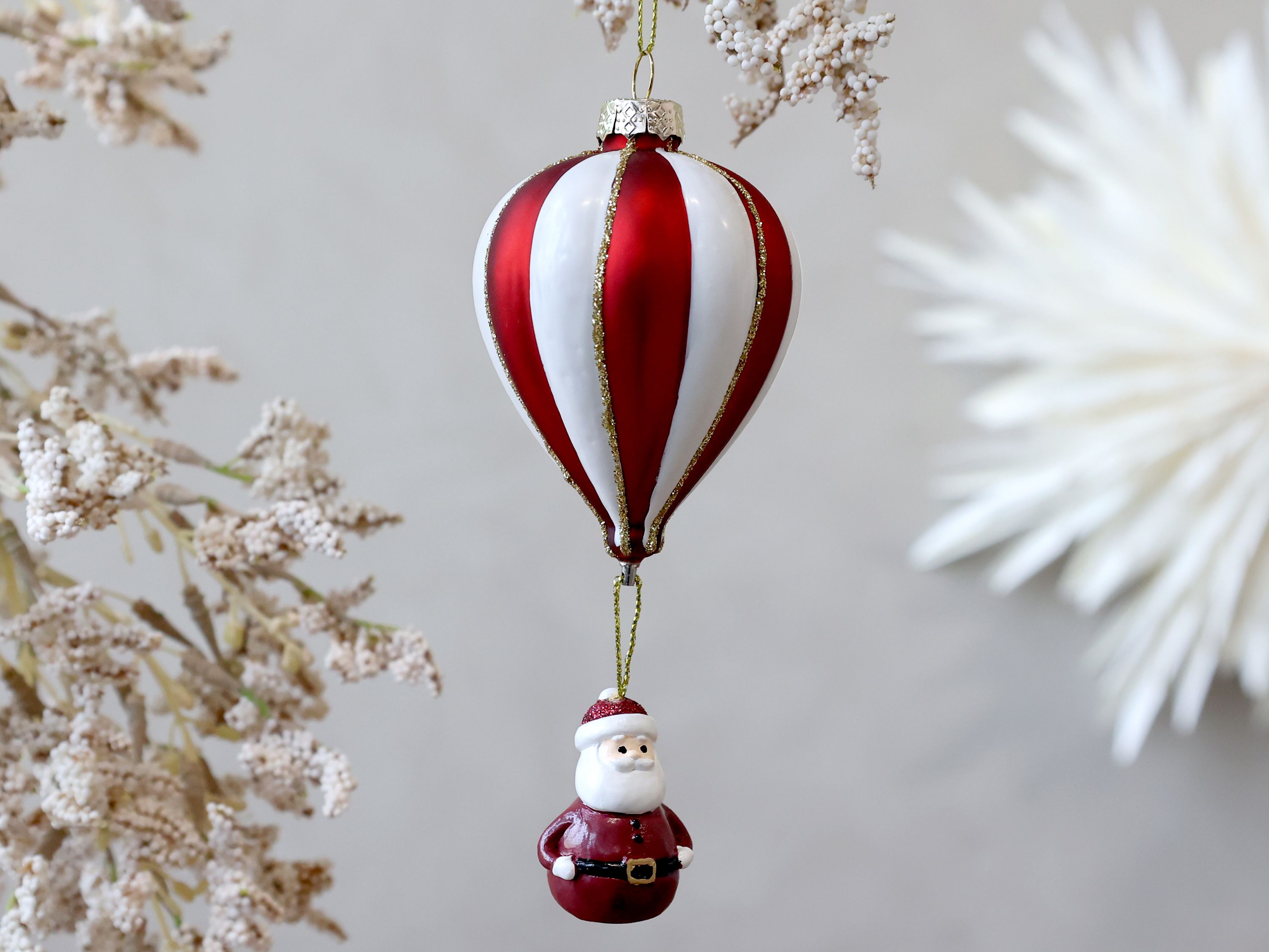 Weihnachtsmann-Luftballon aus Glas zum Aufhängen