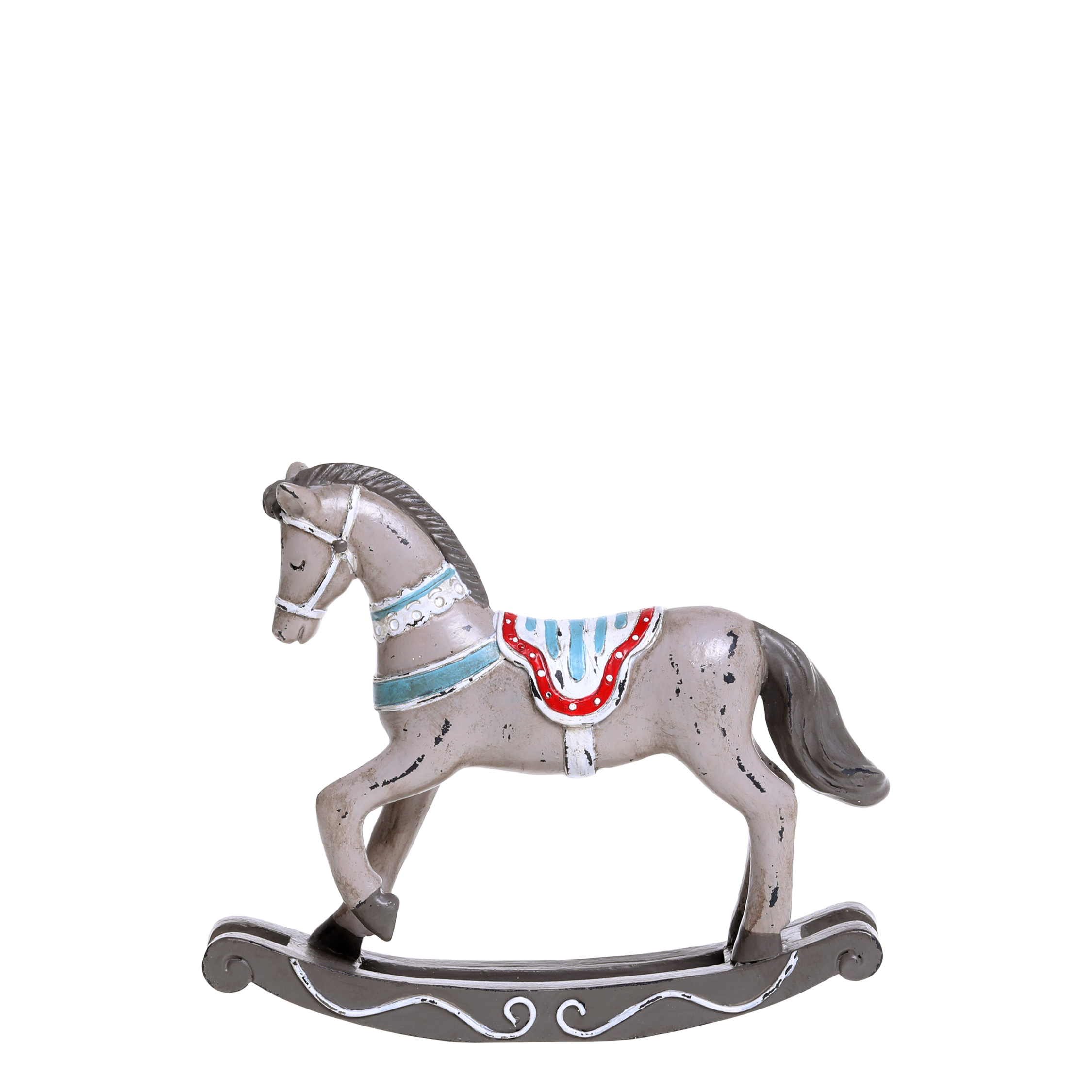 Vintage Schaukelpferd Figur aus Polyresin, 13 cm hoch