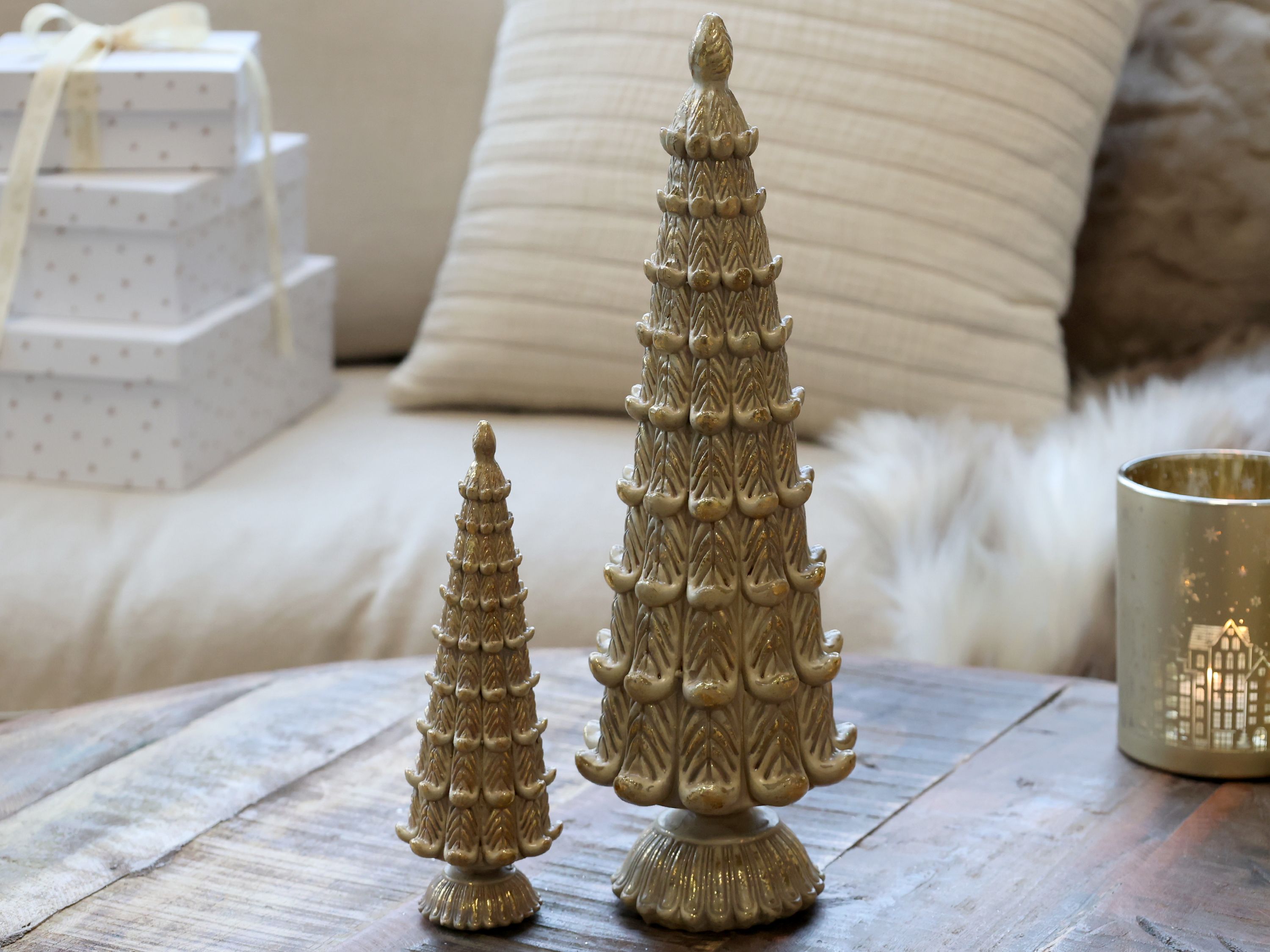 Weihnachtsbaum aus Polyresin, 35 cm hoch, latte
