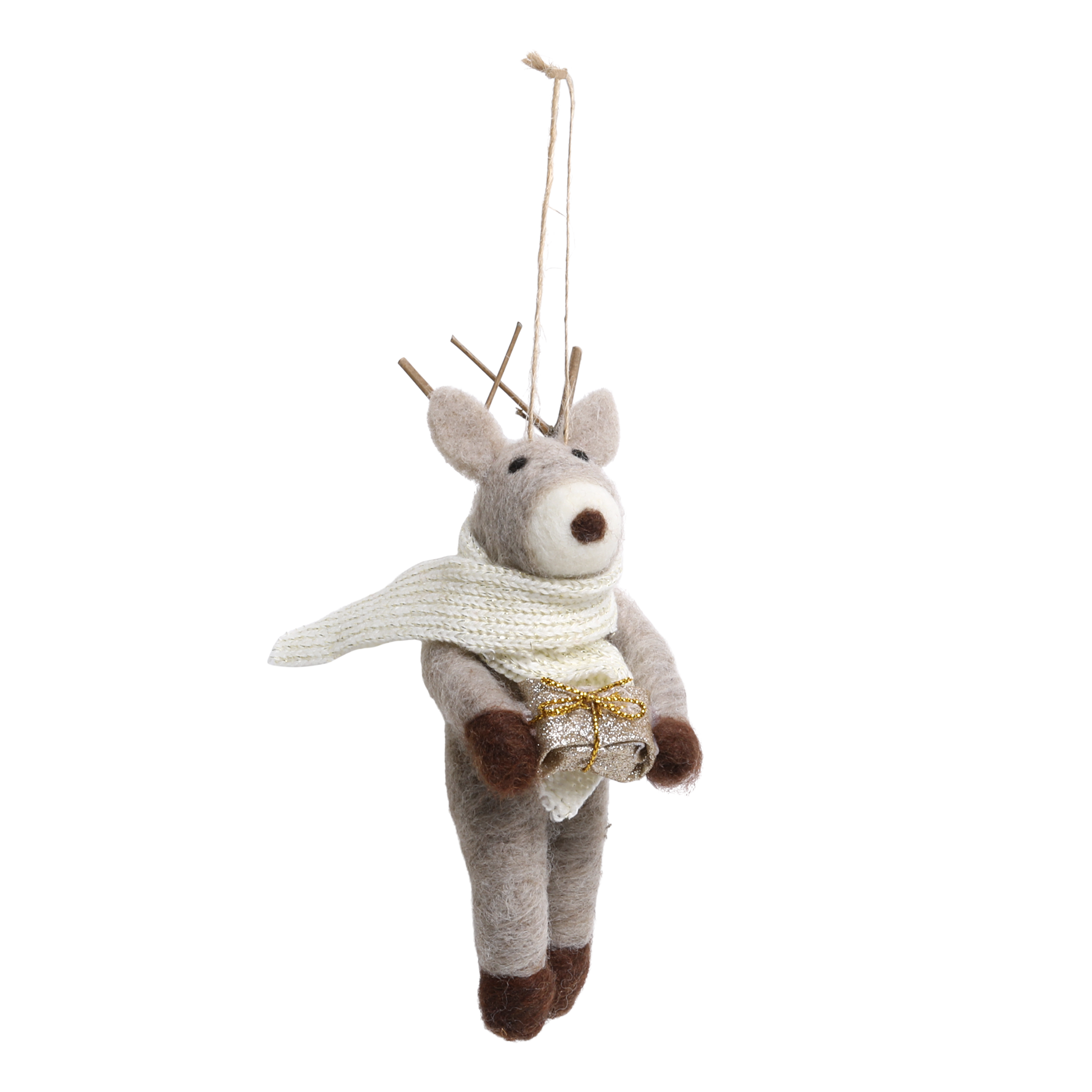 Rentier aus Filz zum Aufhängen, 15 cm hoch