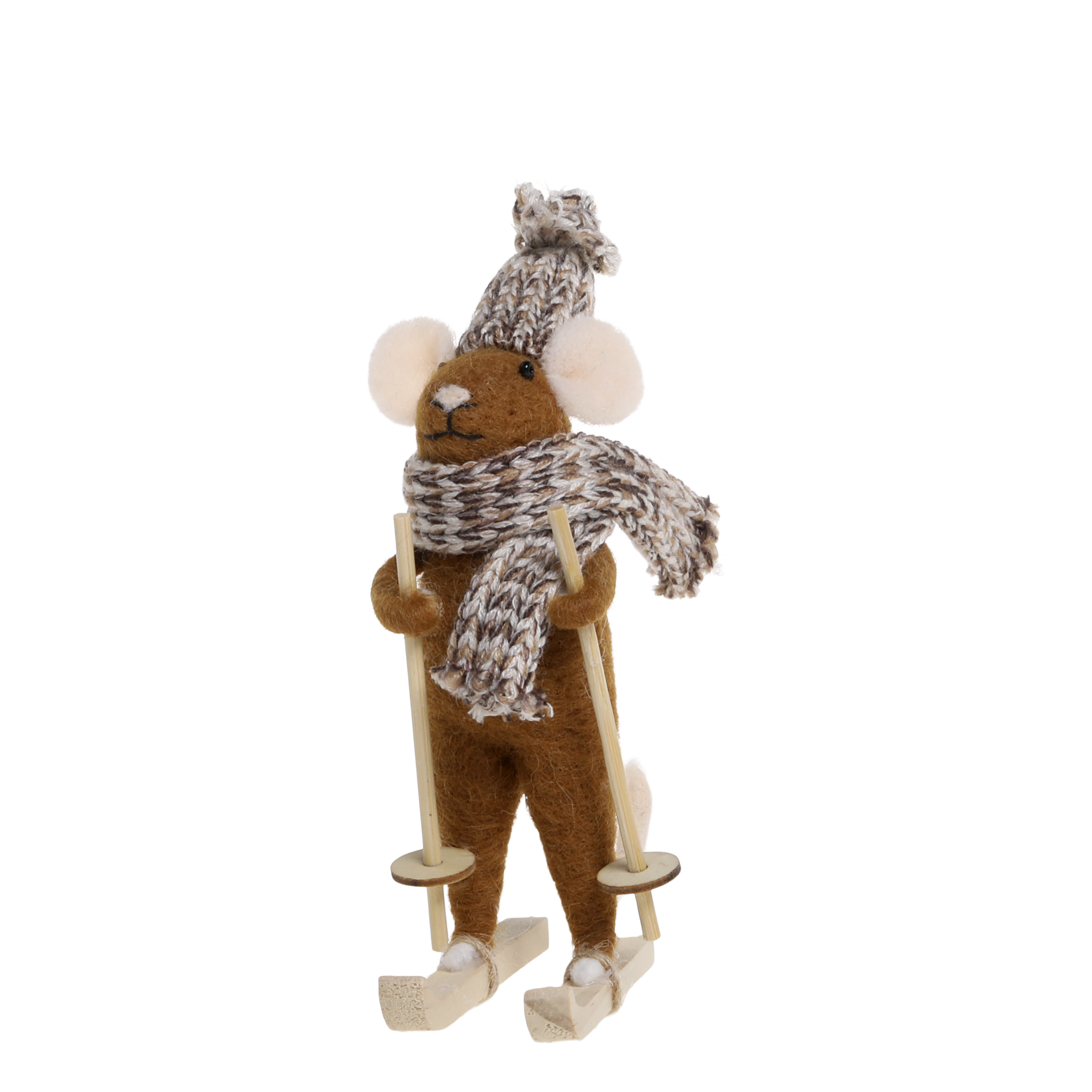 Filz-Maus auf Ski zum Aufhängen, 14 cm hoch