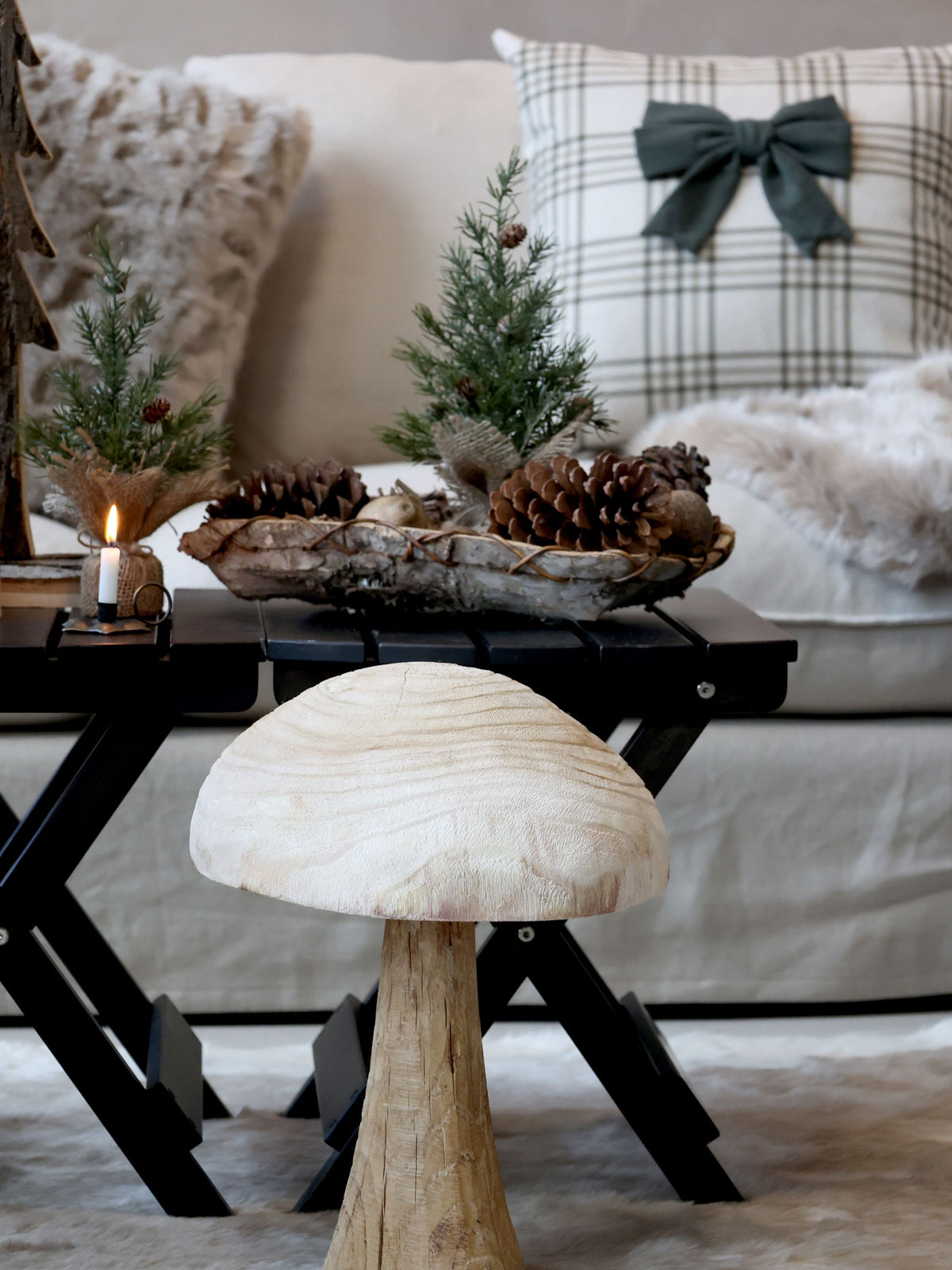 Deko Pilz aus Kaiserinbaum, 40 cm hoch, natur