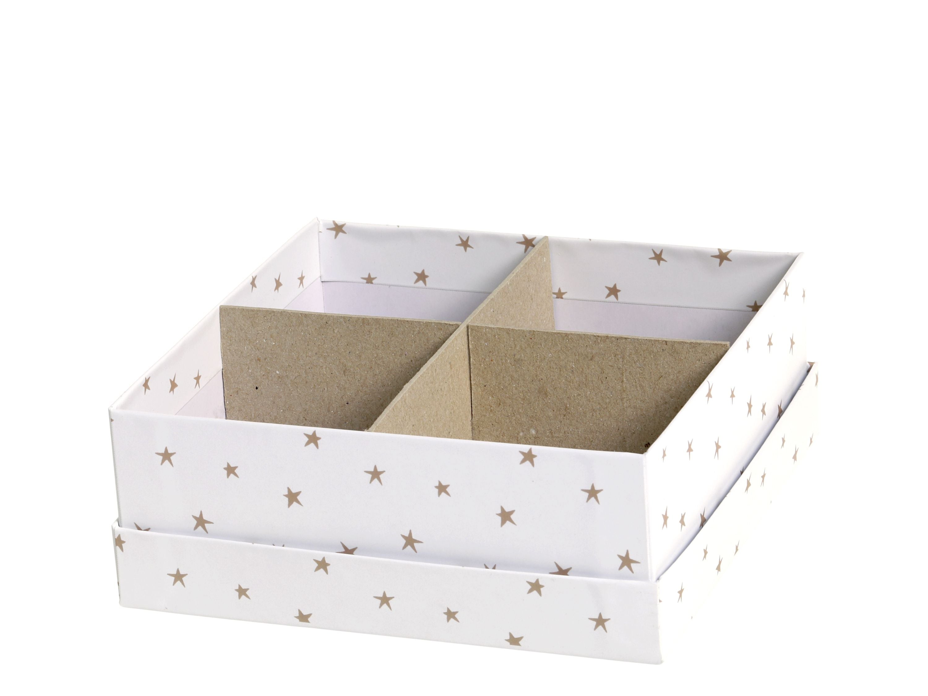 Boxen mit Sternen, 3er-Set, weiß