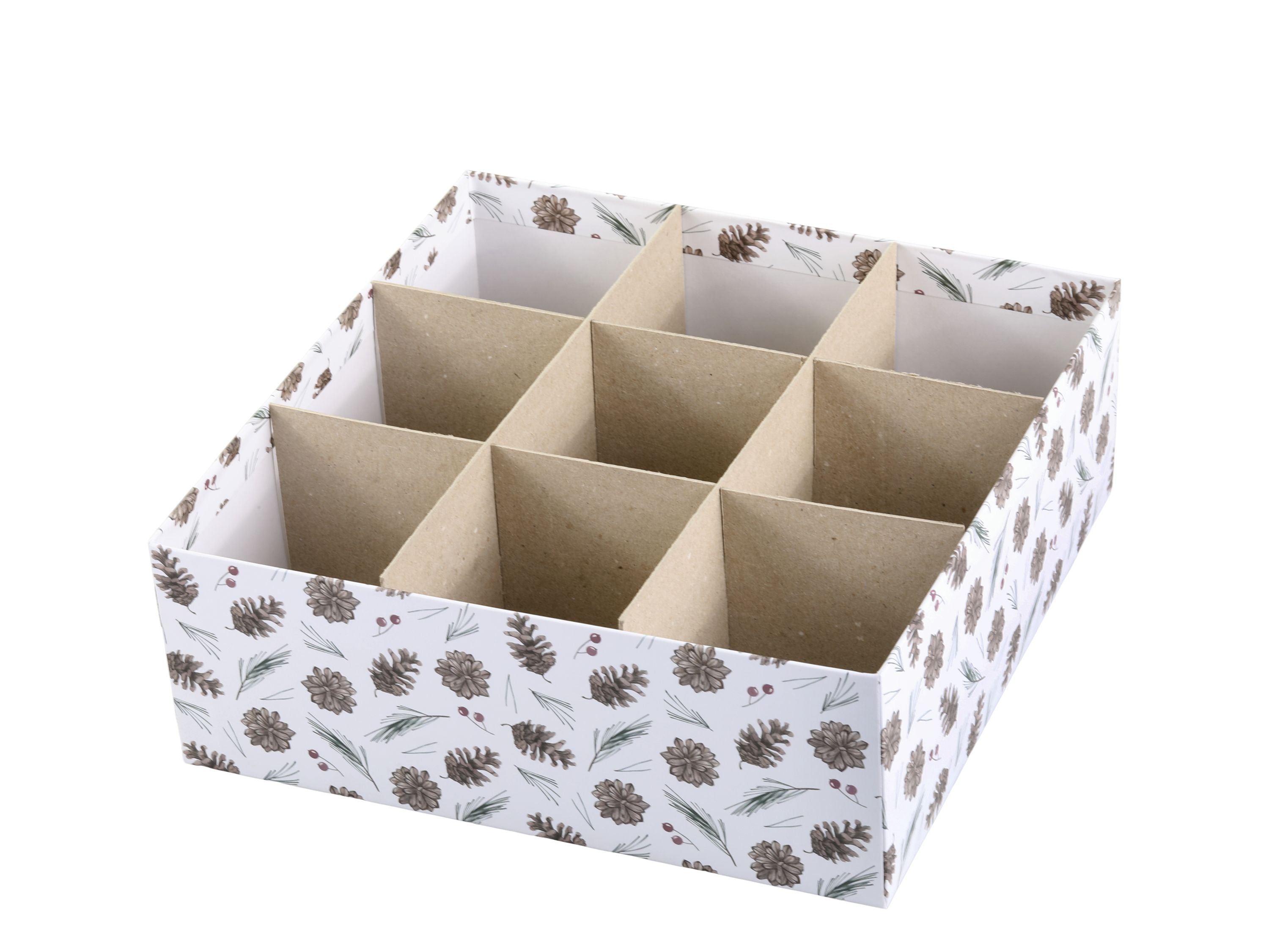 Boxen mit Zapfen Set von 3 – weiß, Papier, 25 cm