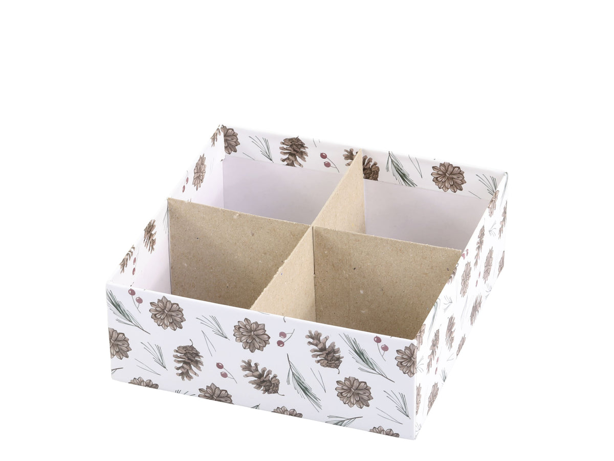 Boxen mit Zapfen Set von 3 – weiß, Papier, 25 cm