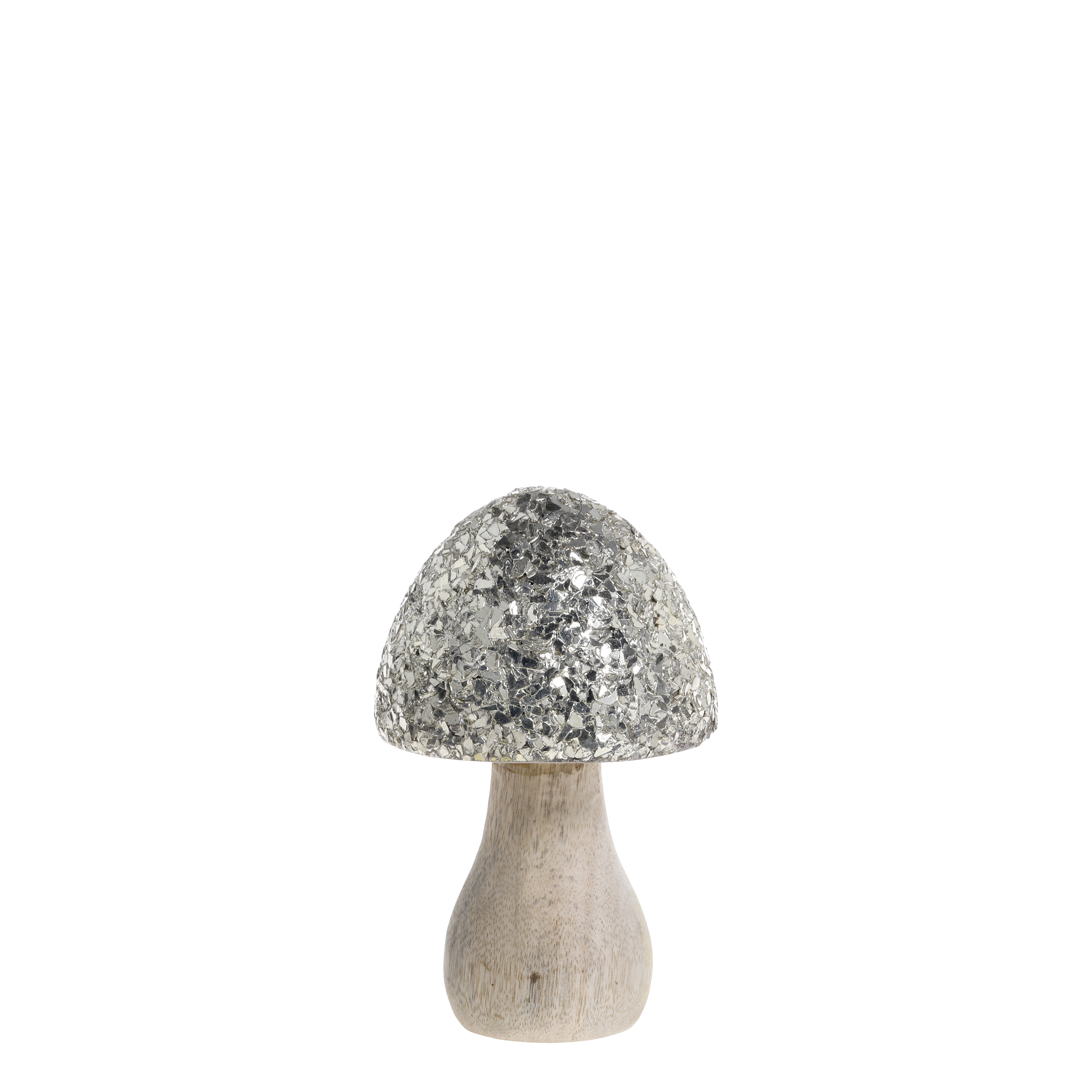 Pilz Deko aus Mangoholz und Glas, 15 cm hoch