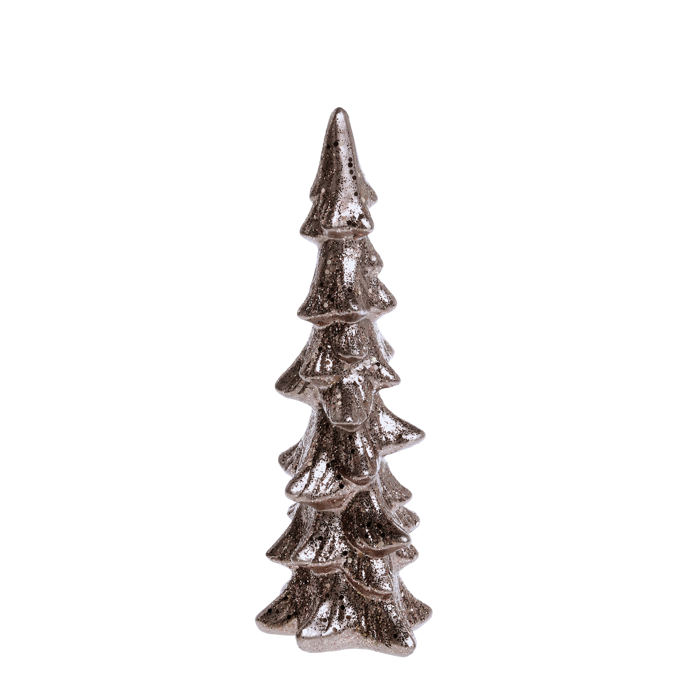 Weihnachtsbaum aus Terrakotta mit Glitzer, mokka, 24 cm